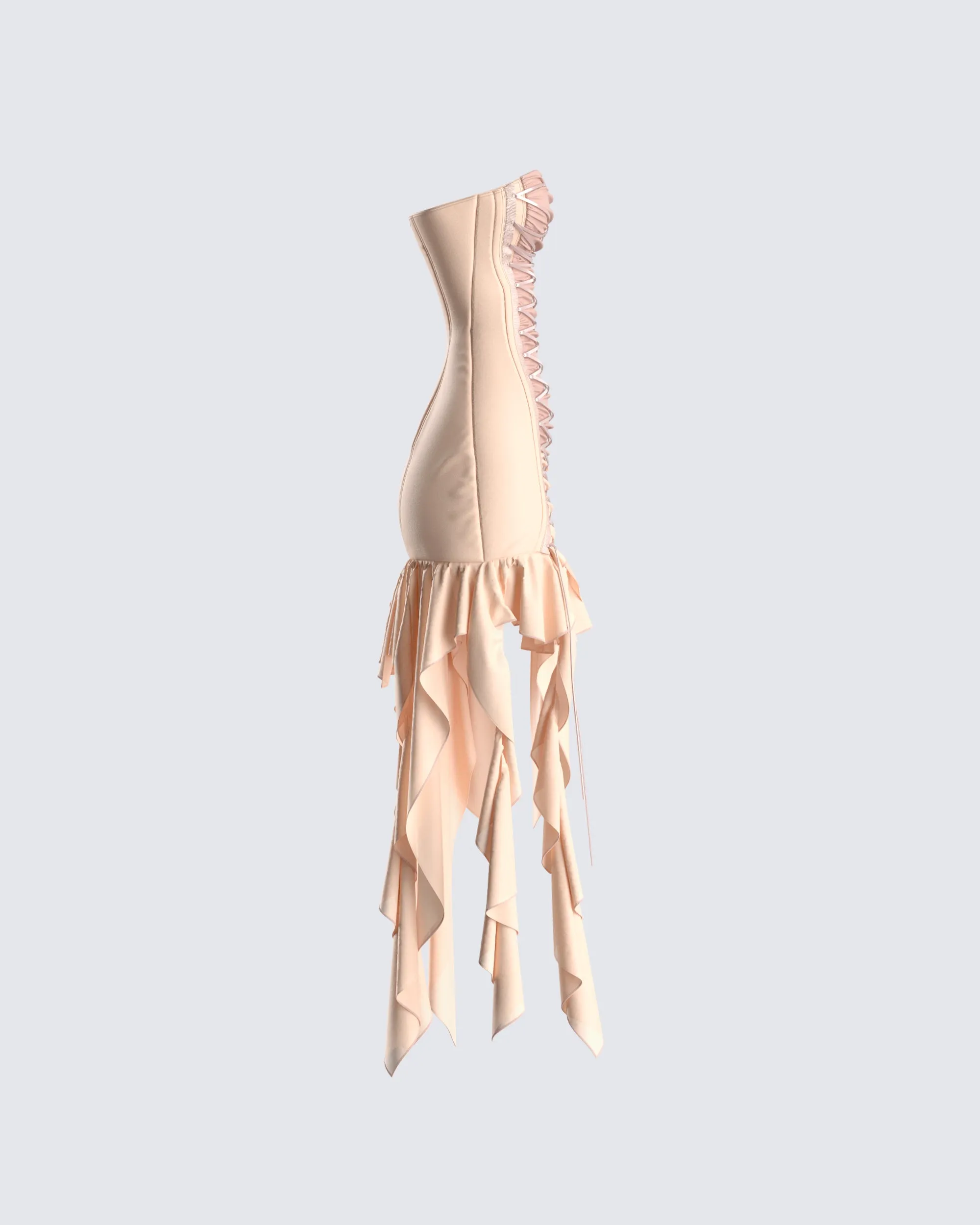 Manon Beige Chiffon Lace Up Dress sold by Finesse product image thumbnail 2