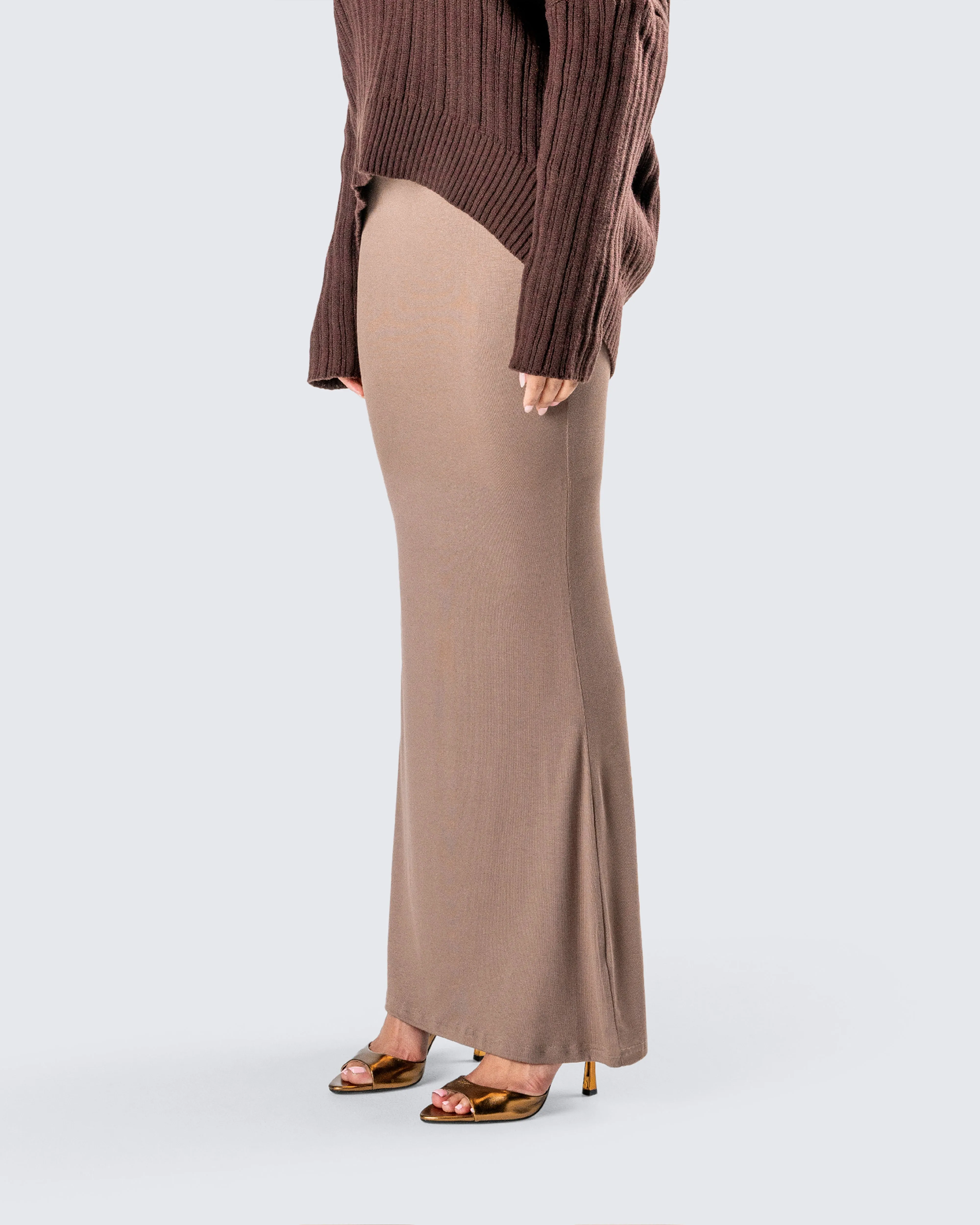 Abra Taupe Maxi Skirt sold by Finesse product image thumbnail 5