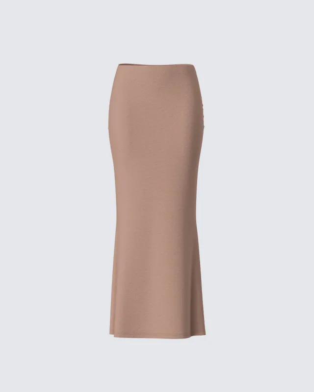 Abra Taupe Maxi Skirt sold by Finesse