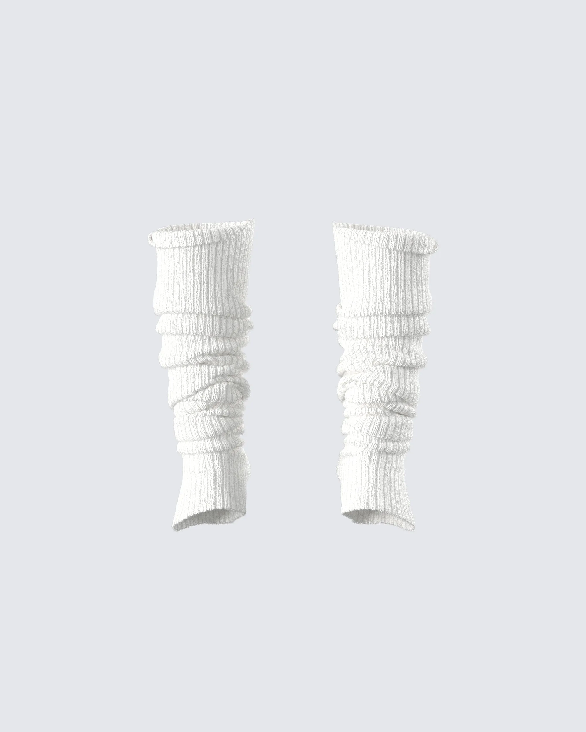 Pollie White Ribbed Leg Warmer sold by Finesse