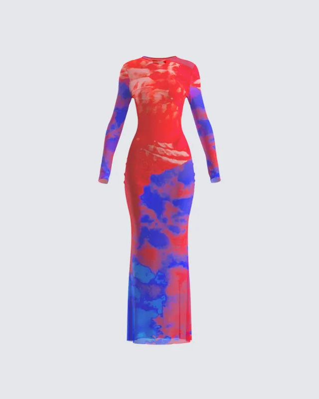 Kavya Multi Print Mesh Maxi Dress sold by Finesse