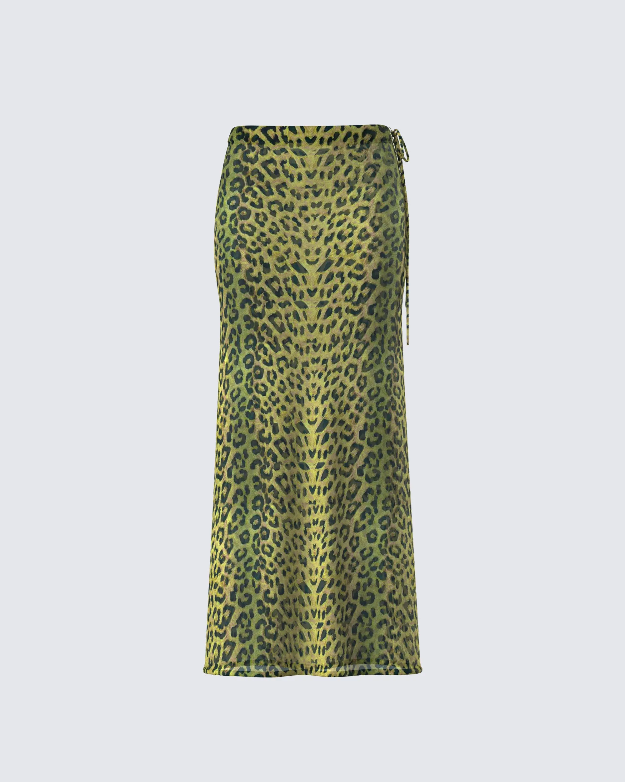 Calista Lime Leopard Maxi Skirt sold by Finesse