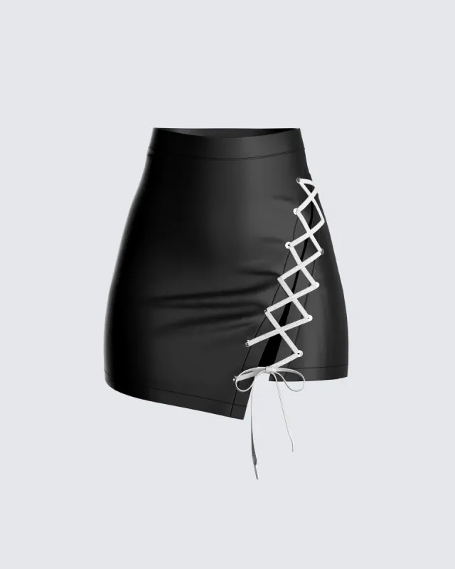 Charlie Vegan Leather Mini Skirt sold by Finesse