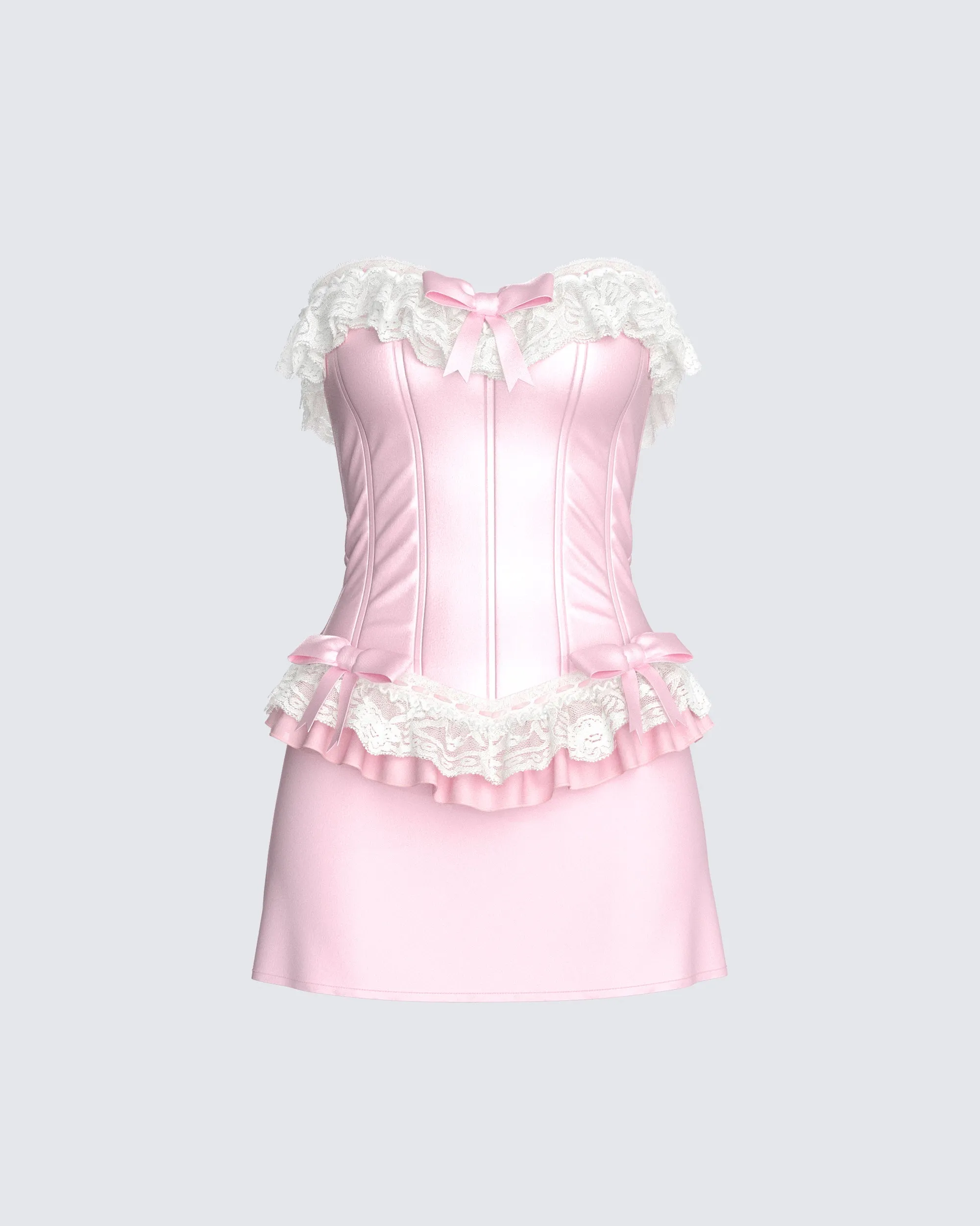 Vienna Pink Ruffle Mini Dress sold by Finesse