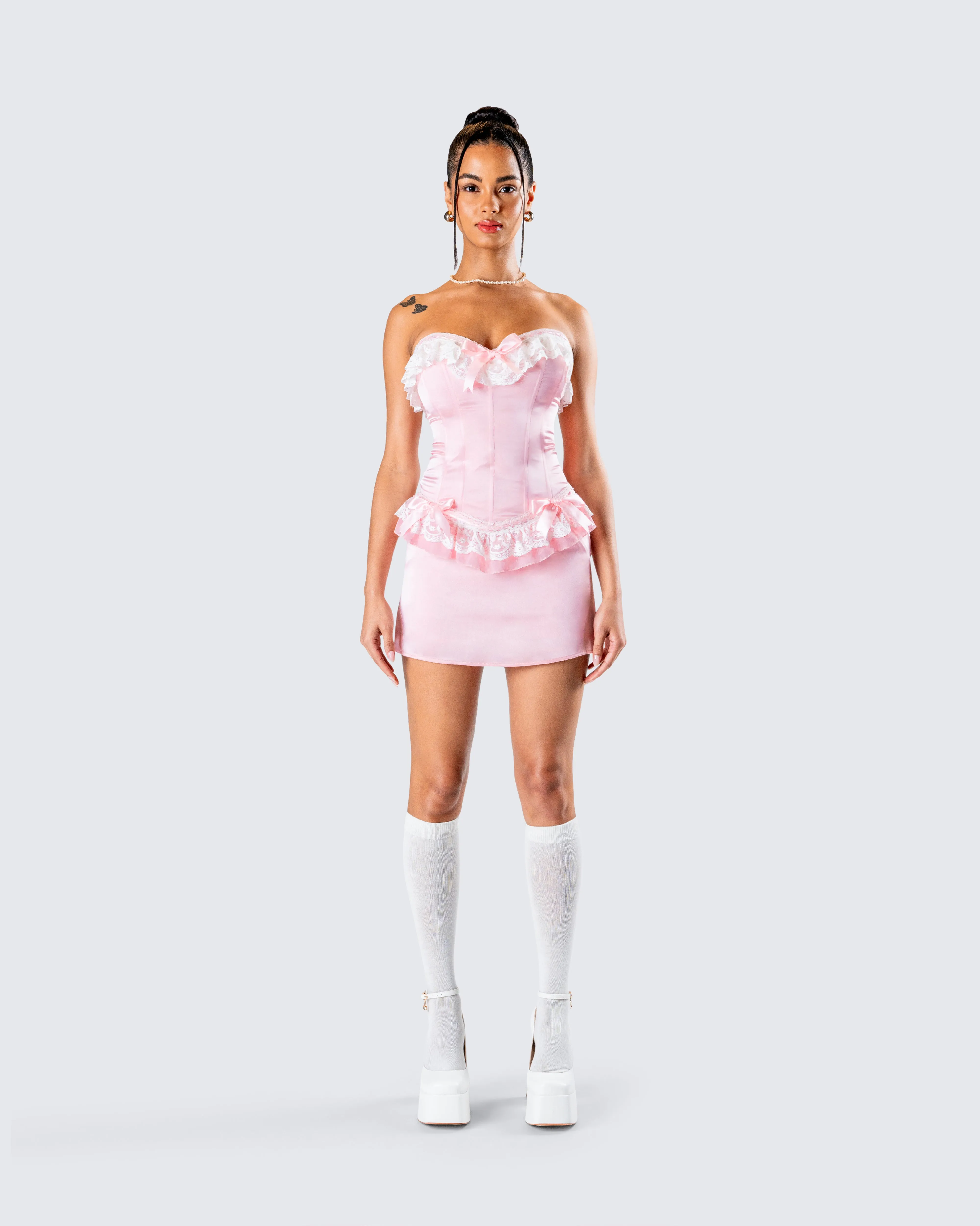 Vienna Pink Ruffle Mini Dress sold by Finesse product image thumbnail 4