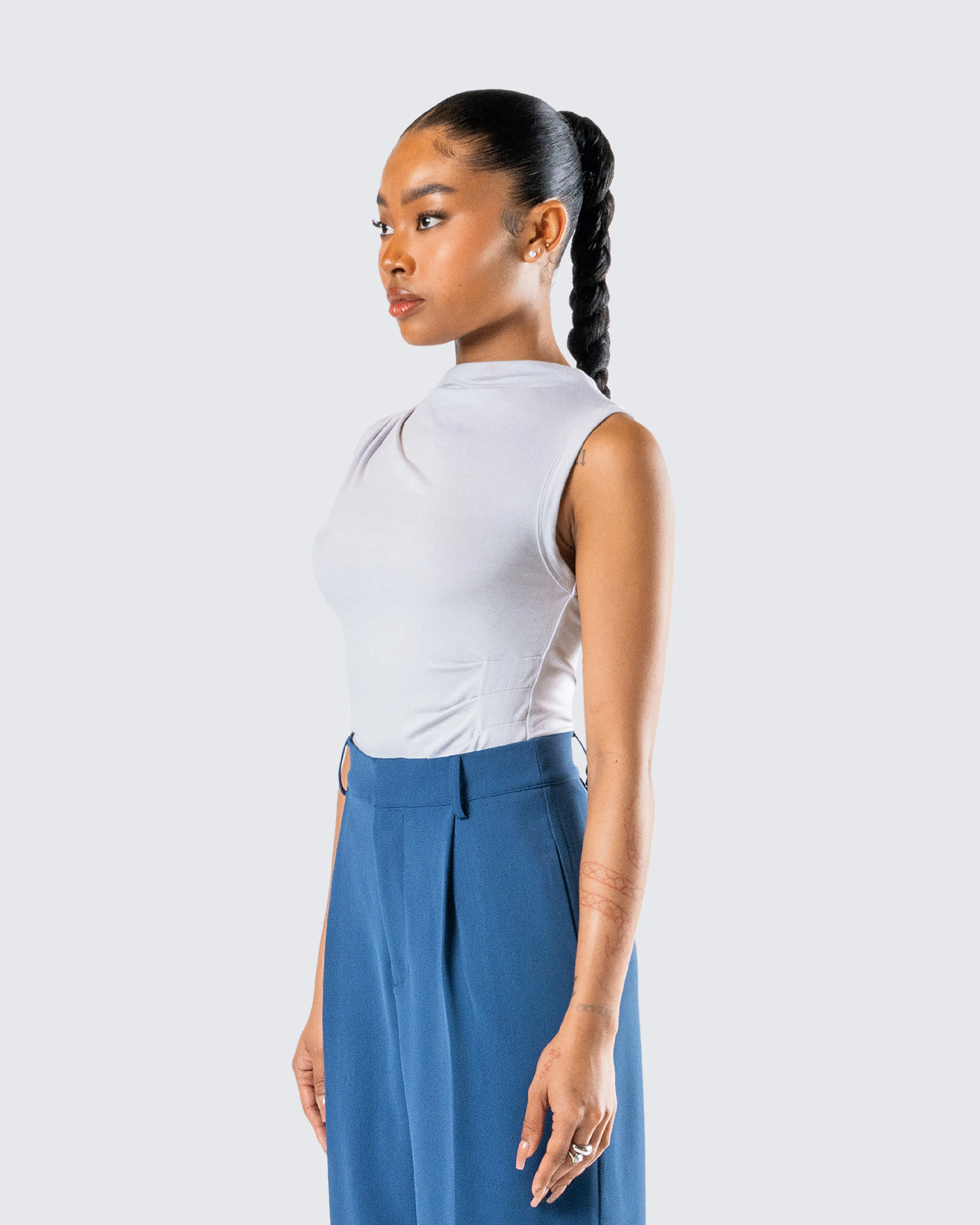 Norah Light Grey Pleated Top sold by Finesse product image thumbnail 5