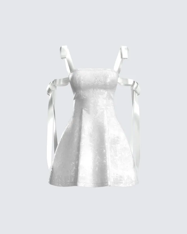 Valeria White Satin Mini Dress sold by Finesse