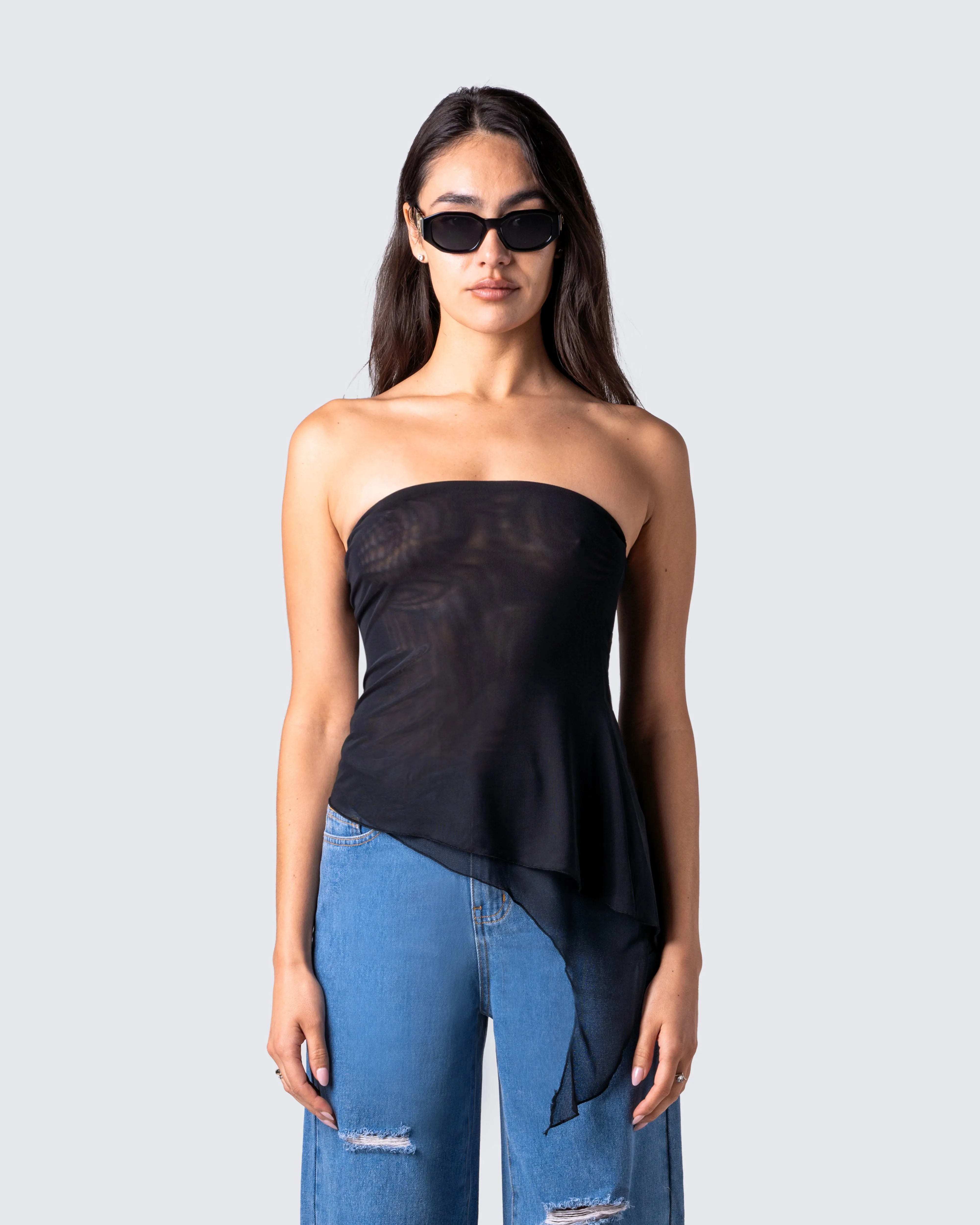 Narelle Black Mesh Ruffle Top sold by Finesse product image thumbnail 4