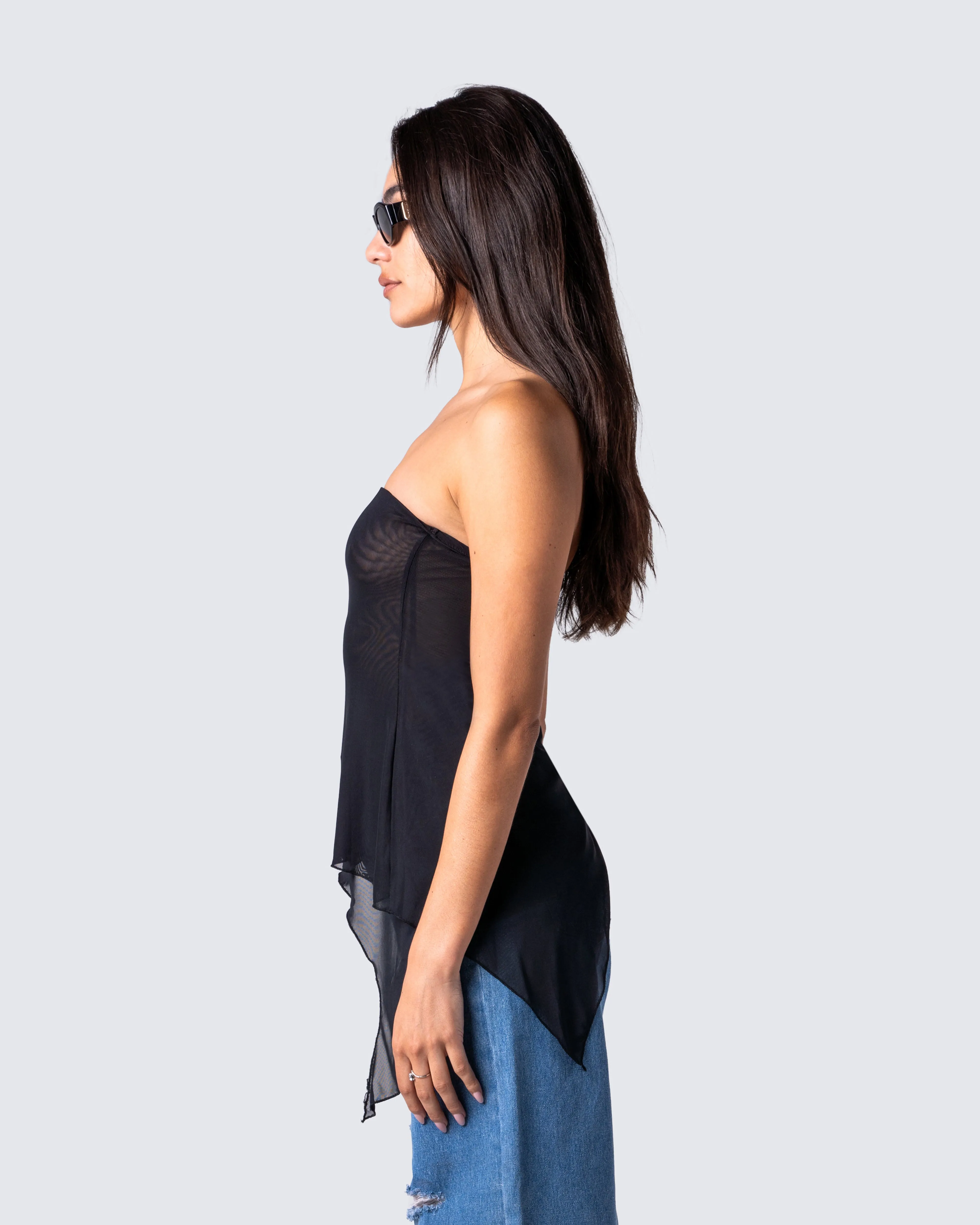 Narelle Black Mesh Ruffle Top sold by Finesse product image thumbnail 5