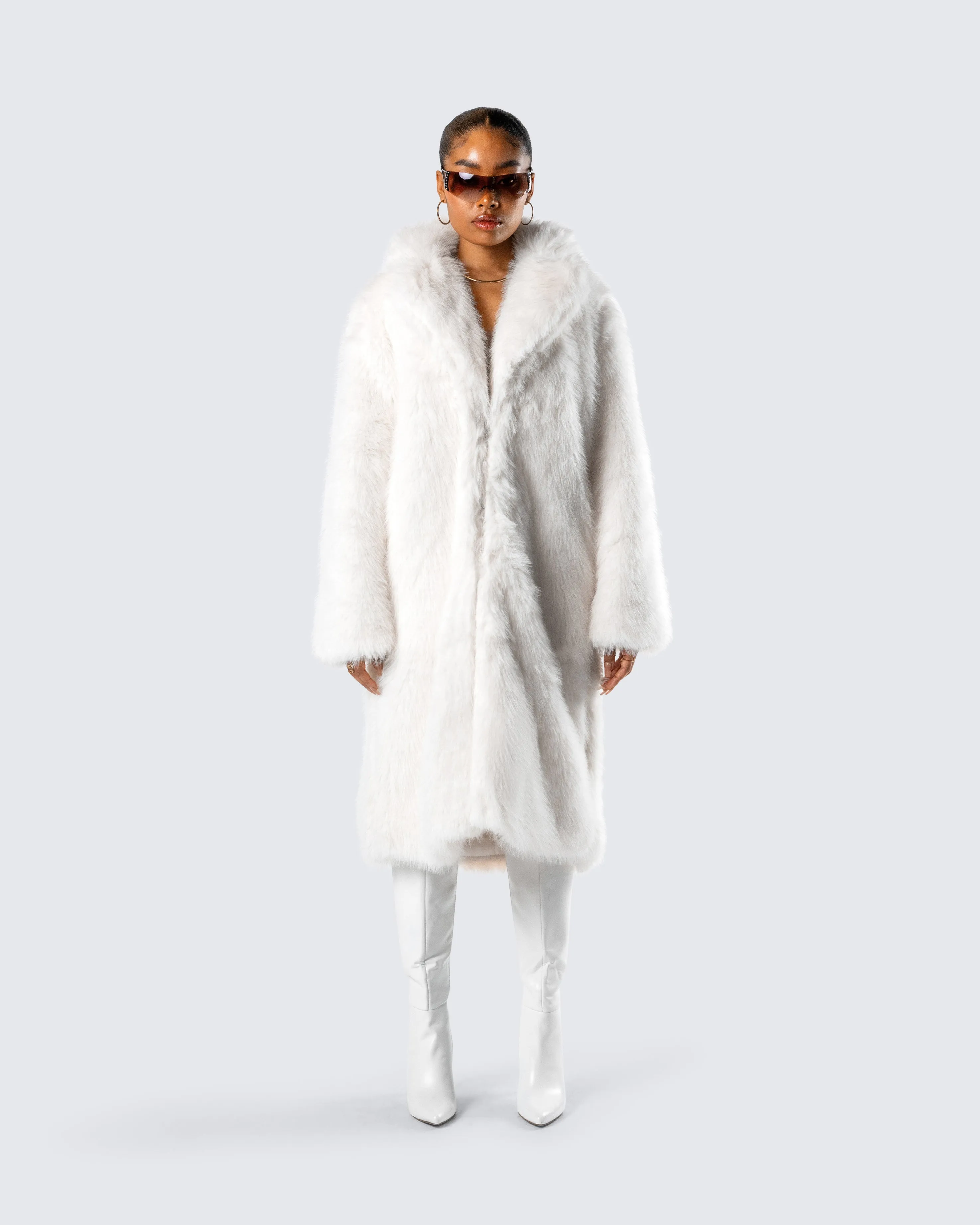 Trista Ivory Faux Fur Coat sold by Finesse product image thumbnail 4