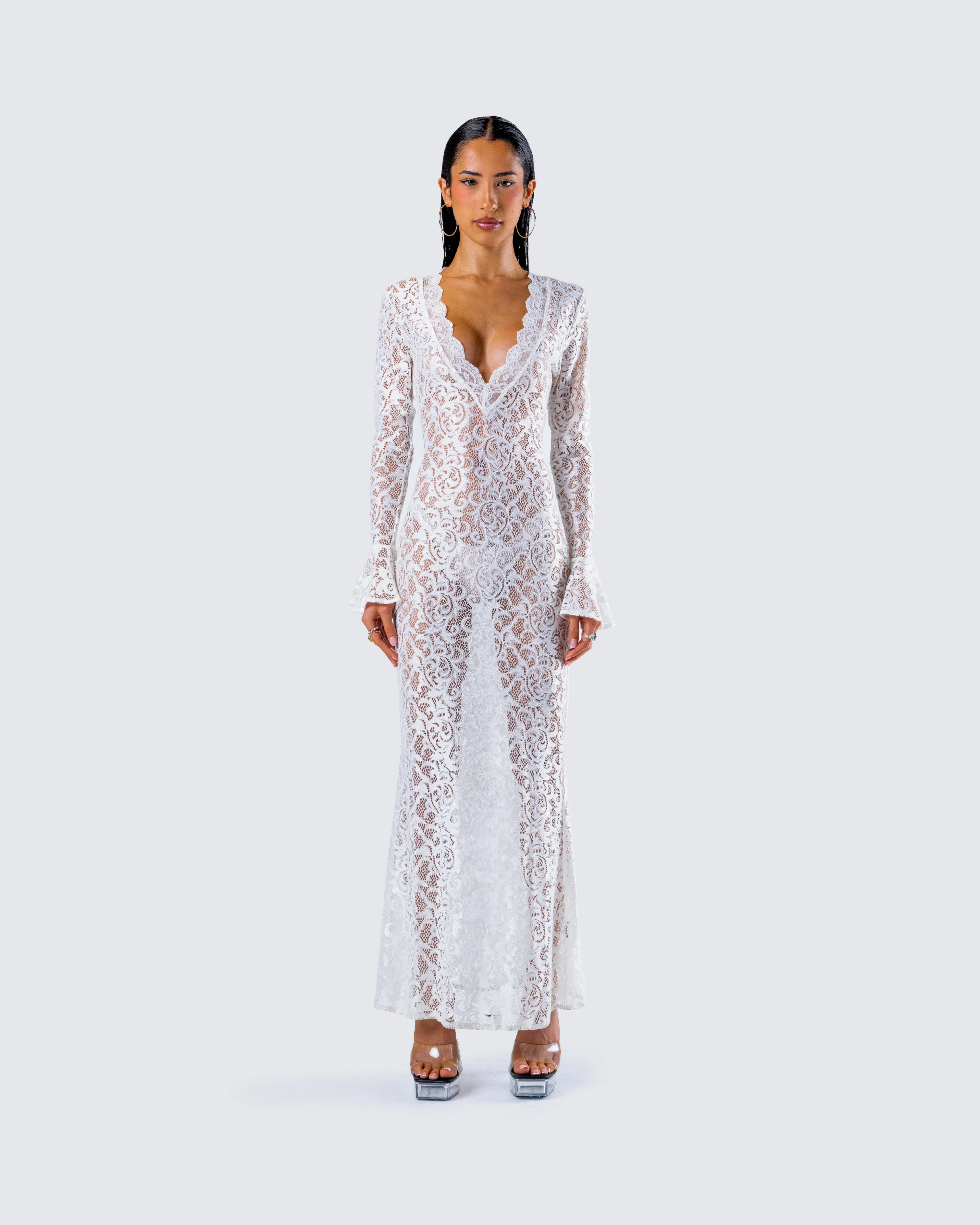 Kobina White Lace Maxi Dress sold by Finesse product image thumbnail 4