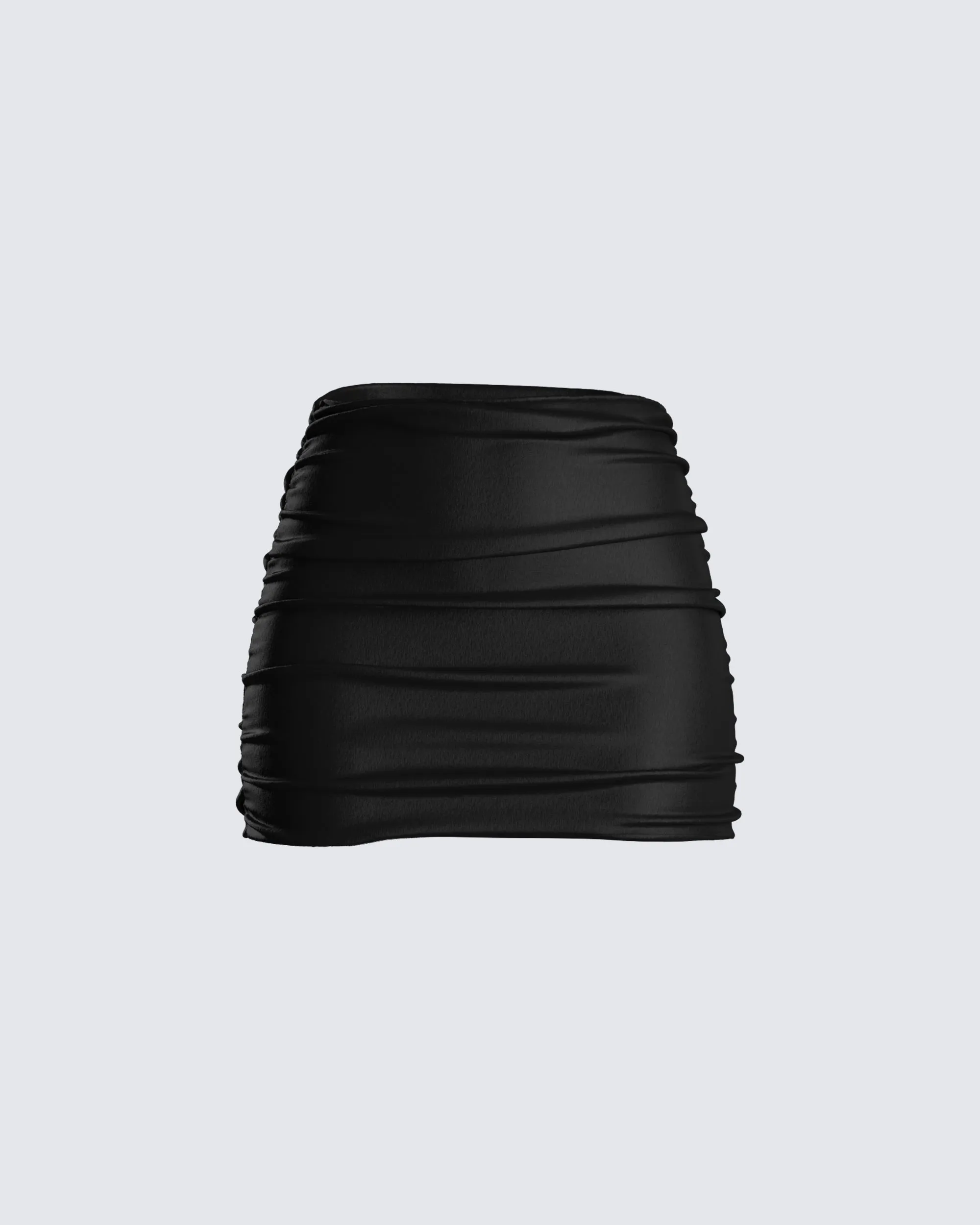 Narda Black Satin Mini Skirt sold by Finesse