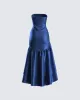 Jo Navy Ruffle Maxi Dress sold by Finesse