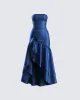 Jo Navy Ruffle Maxi Dress sold by Finesse