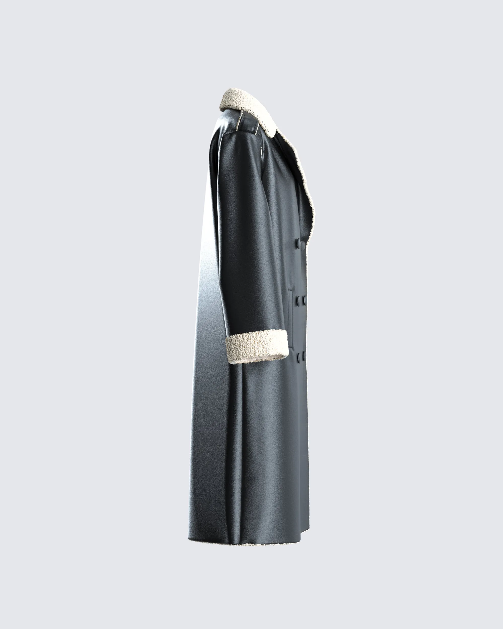 Chessa Black Vegan Leather Coat sold by Finesse product image thumbnail 2