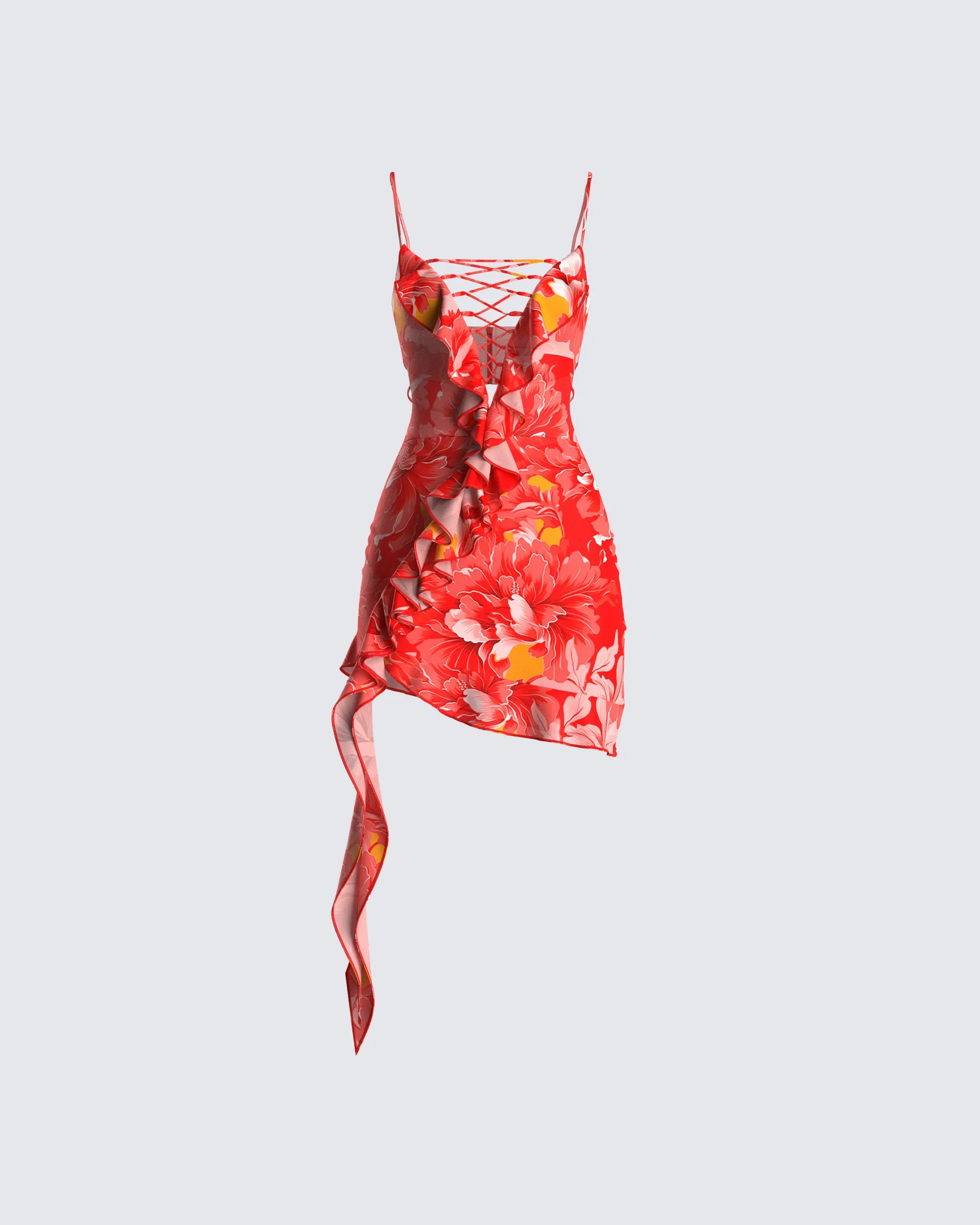Aviva Red Floral Print Mini Dress sold by Finesse