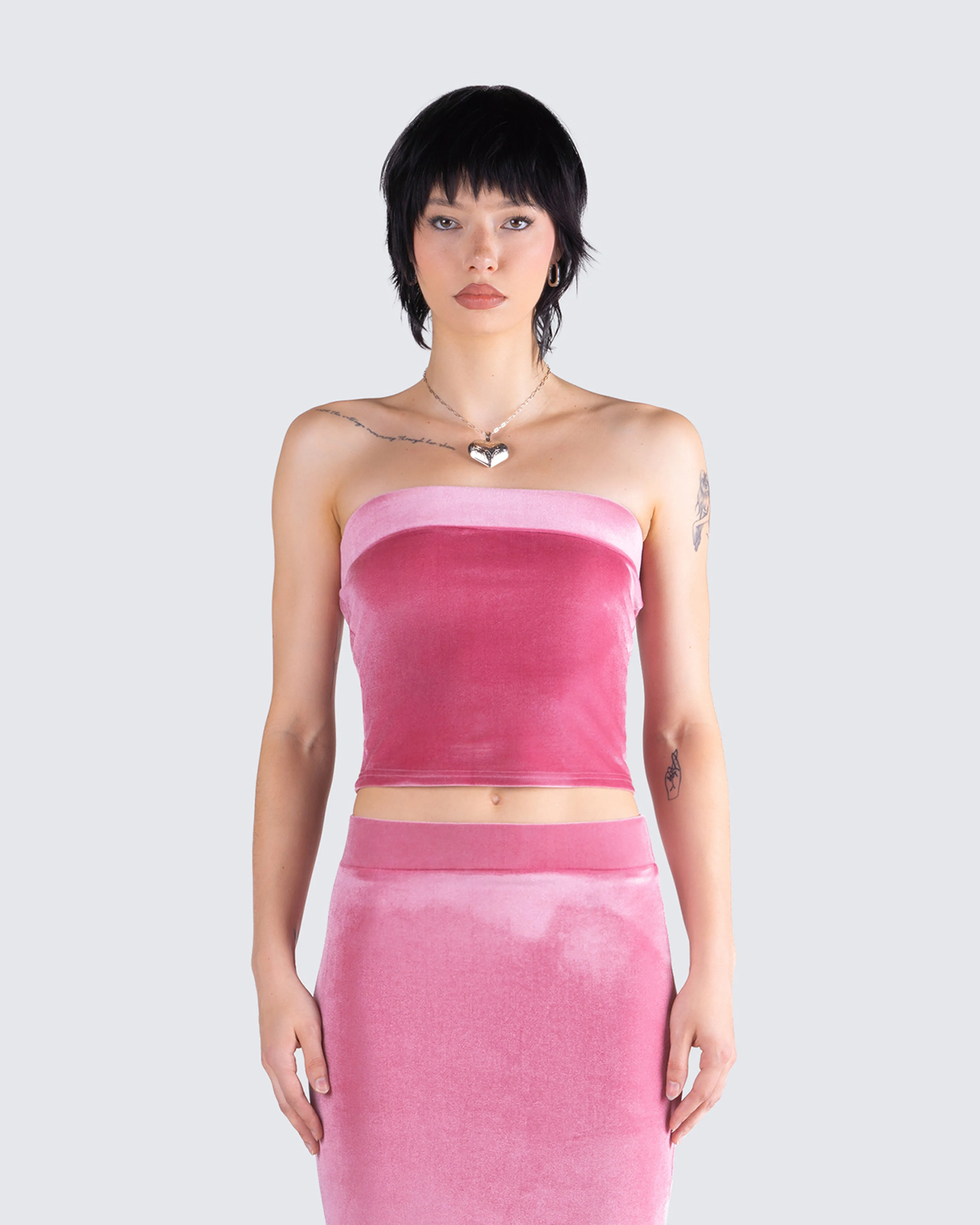 Ayla Pink Velvet Tube Top sold by Finesse product image thumbnail 4