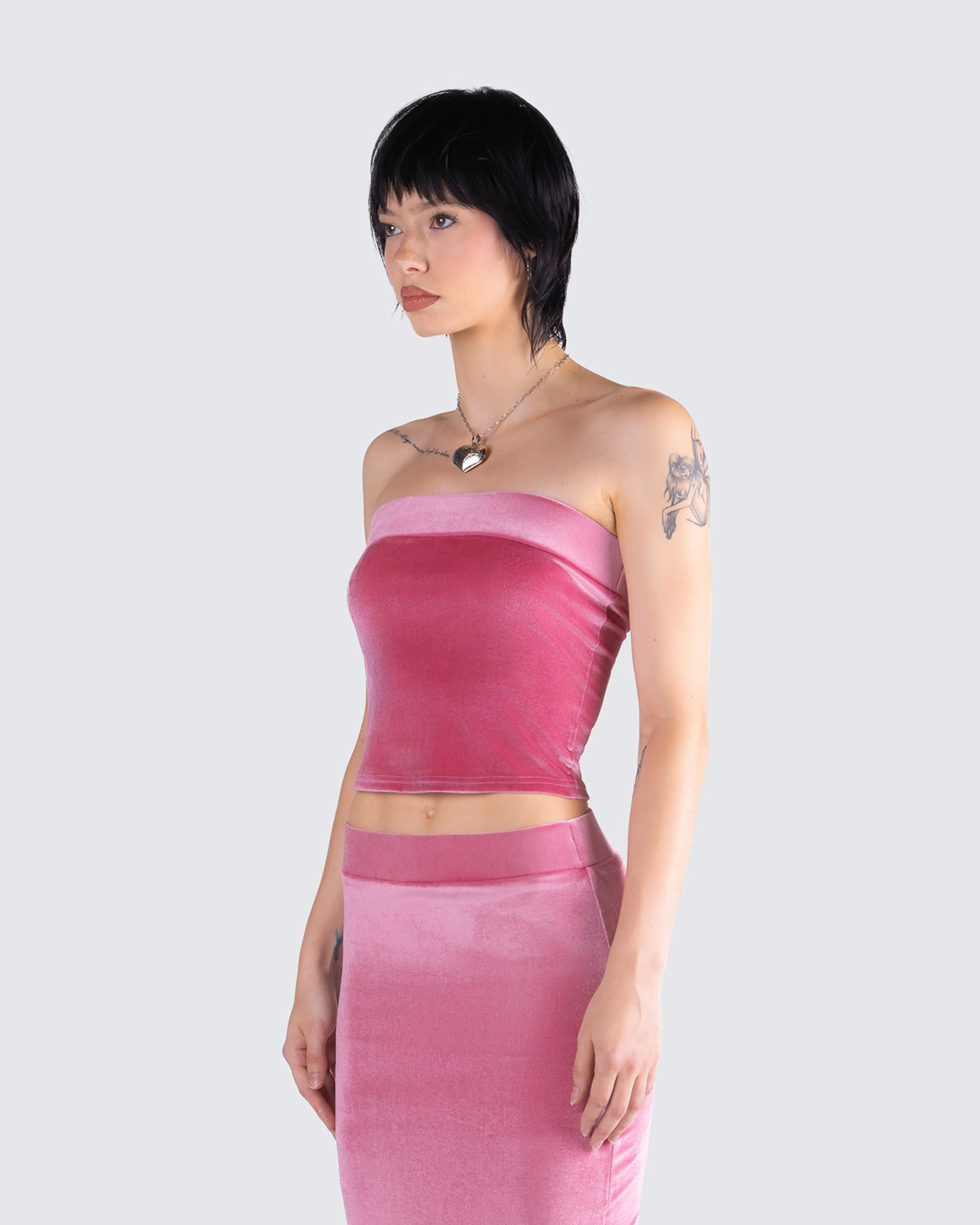 Ayla Pink Velvet Tube Top sold by Finesse product image thumbnail 5