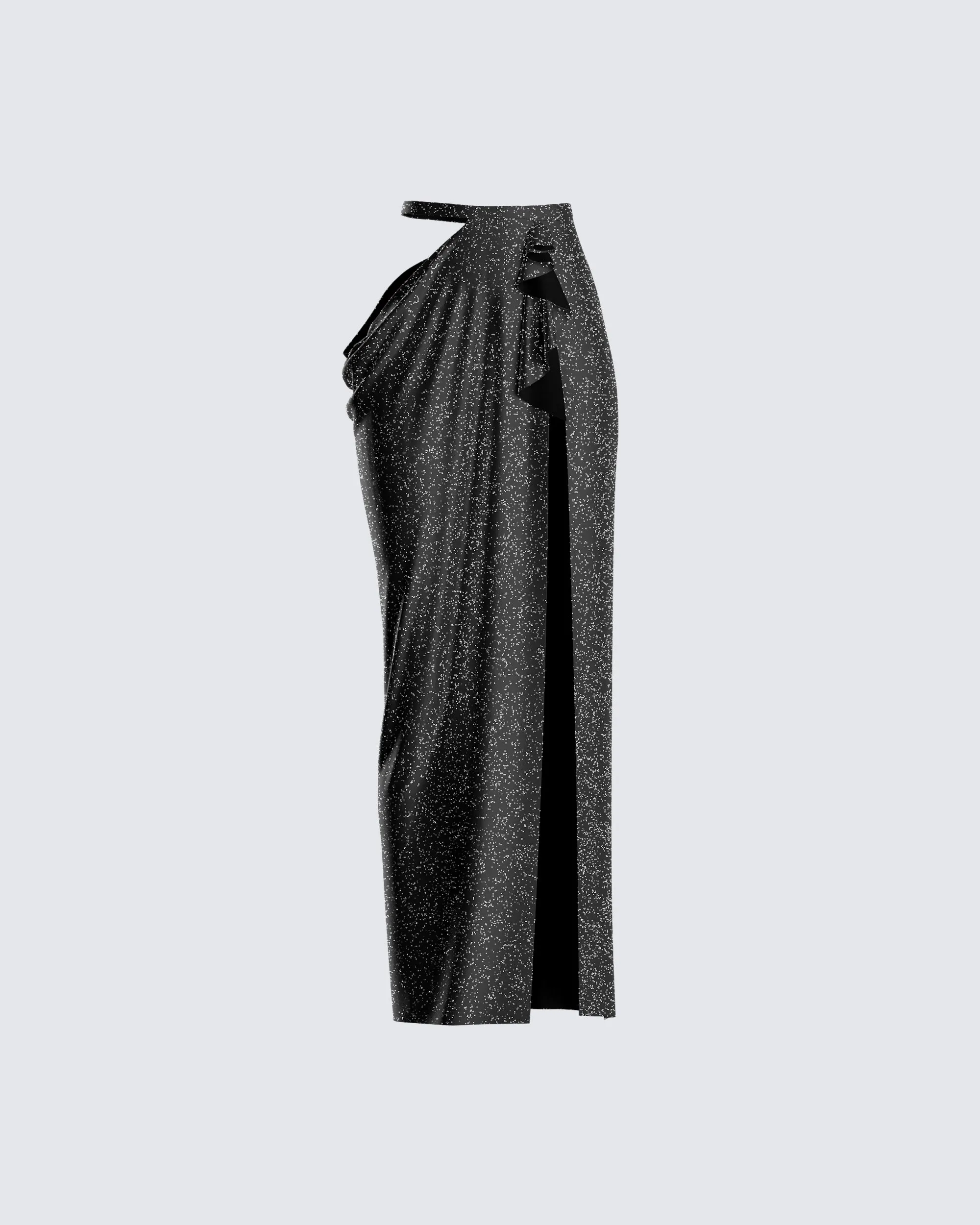 Whitney Black Shimmer Maxi Skirt sold by Finesse