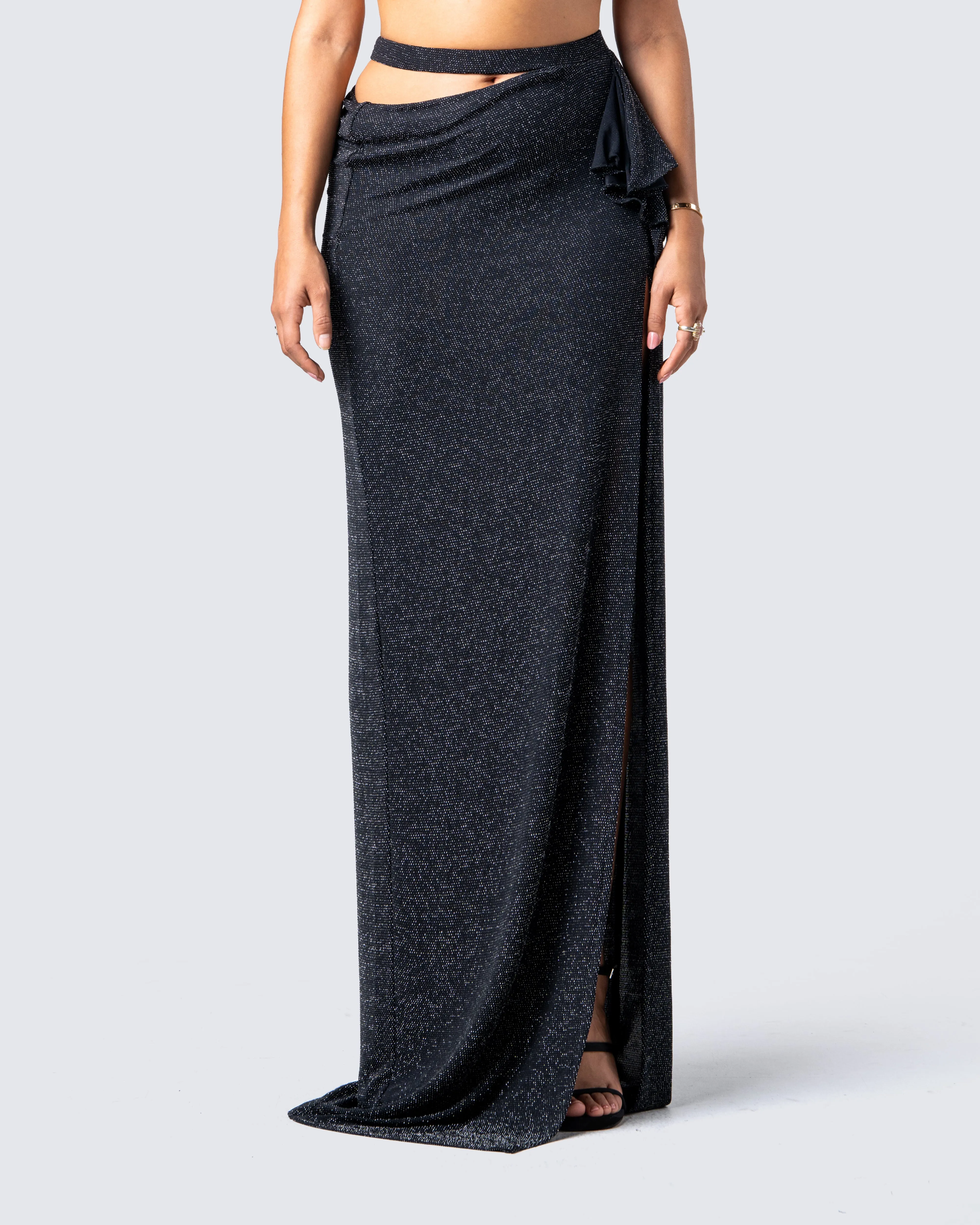 Whitney Black Shimmer Maxi Skirt sold by Finesse product image thumbnail 4
