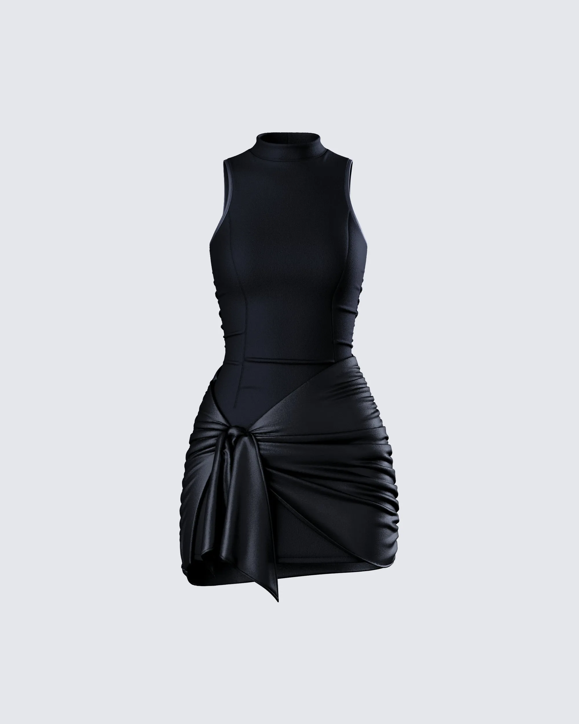 Lindsey Black Wrap Mini Dress sold by Finesse