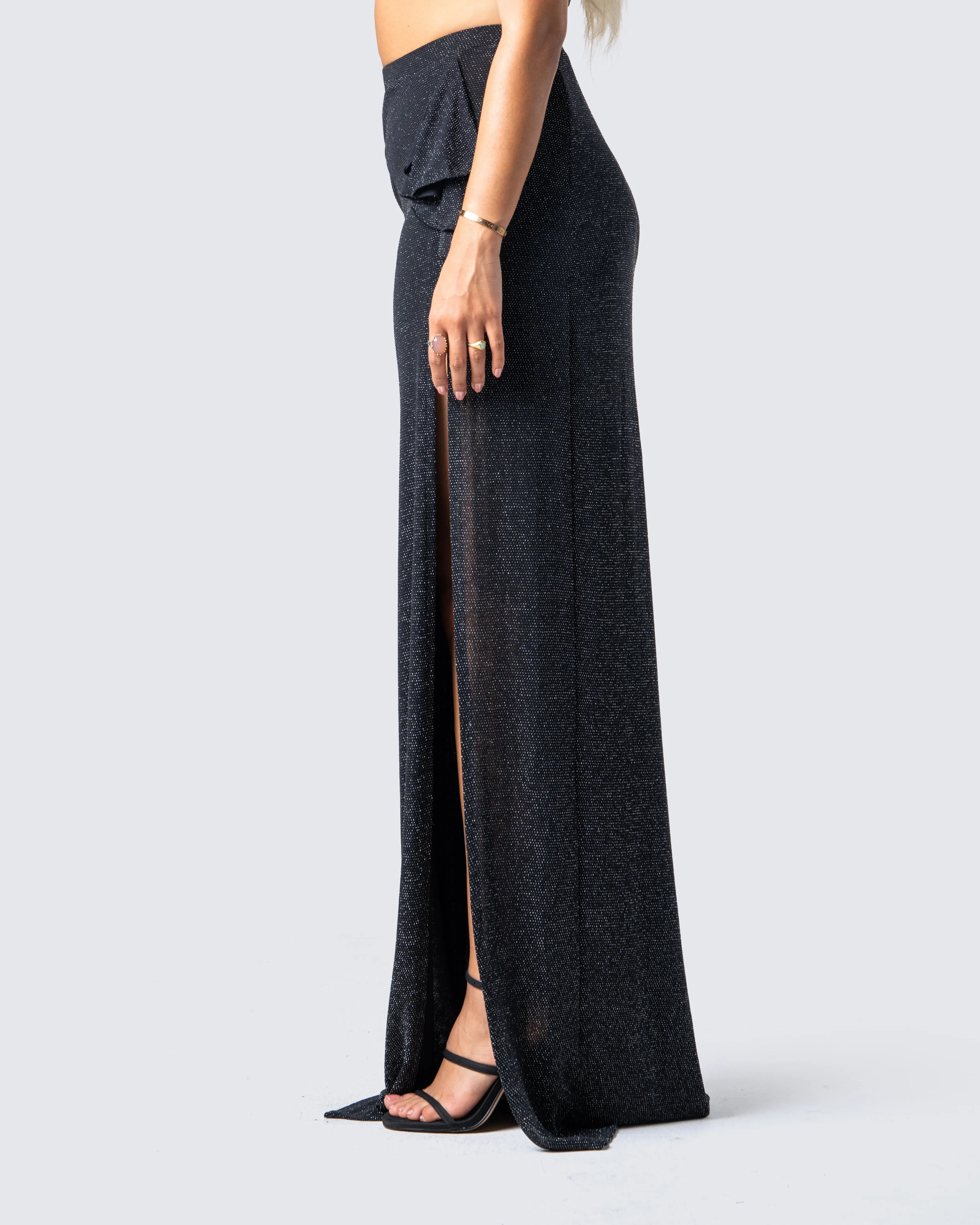 Whitney Black Shimmer Maxi Skirt sold by Finesse product image thumbnail 5