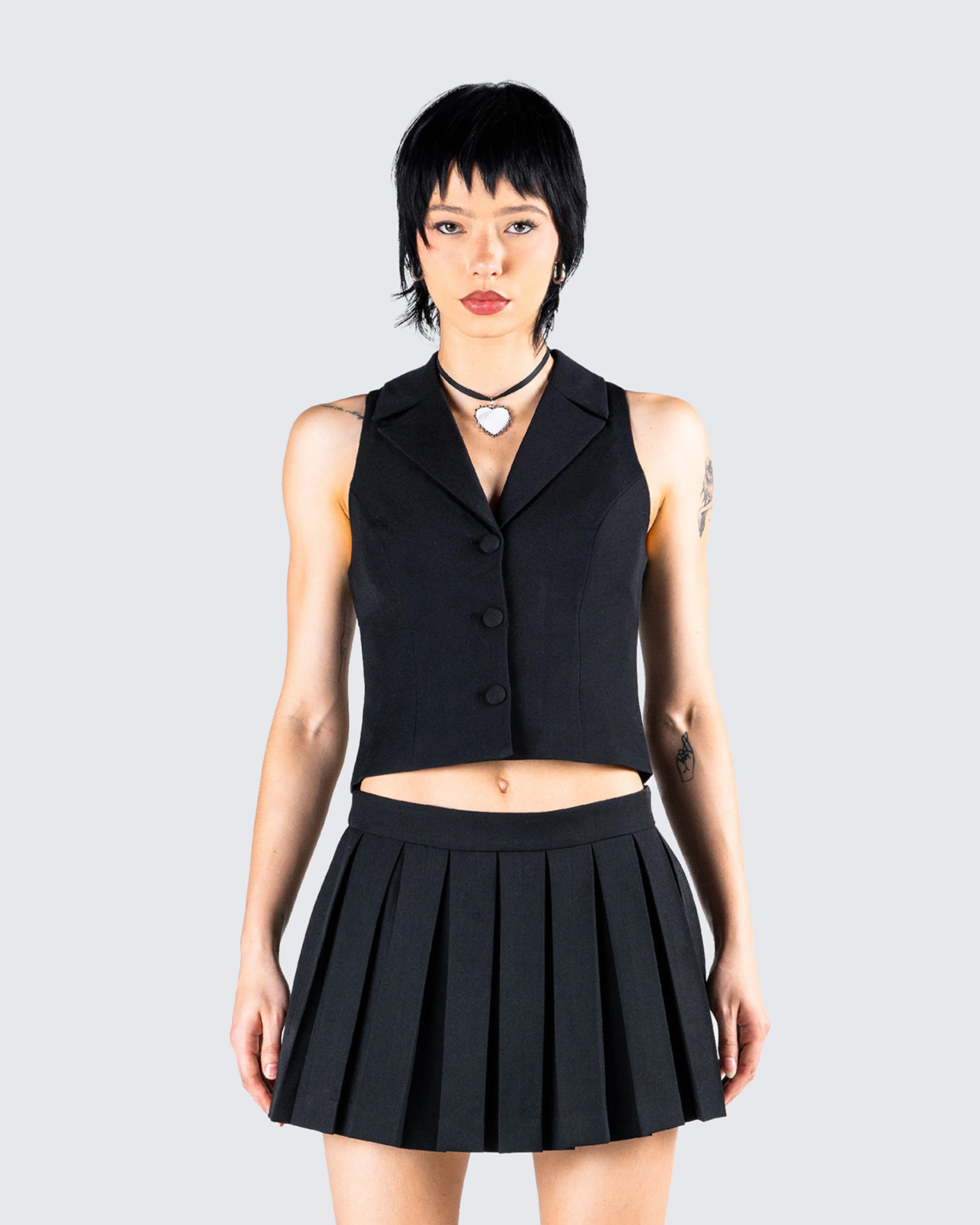 Supriya Black Cropped Vest sold by Finesse product image thumbnail 4