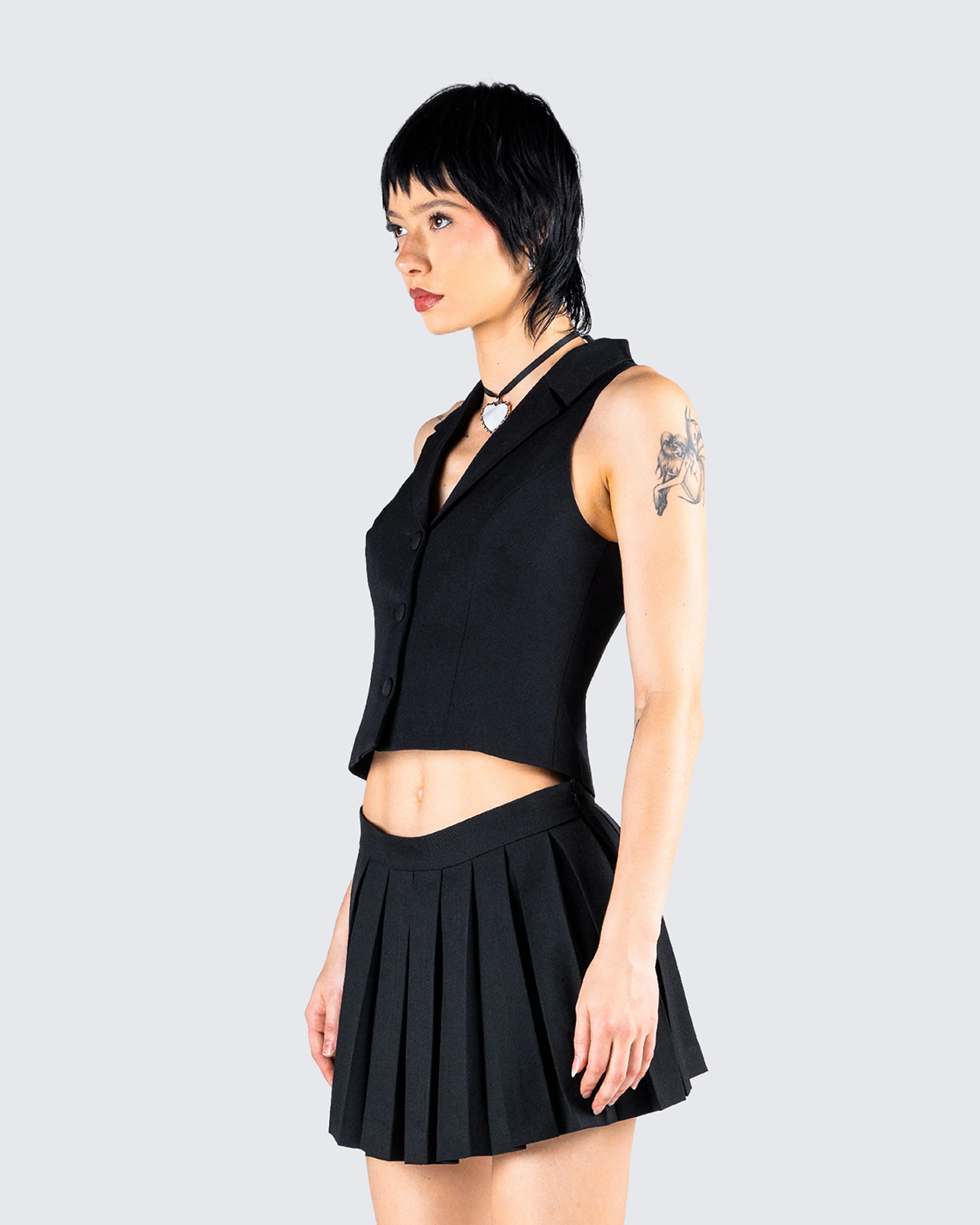 Supriya Black Cropped Vest sold by Finesse product image thumbnail 5