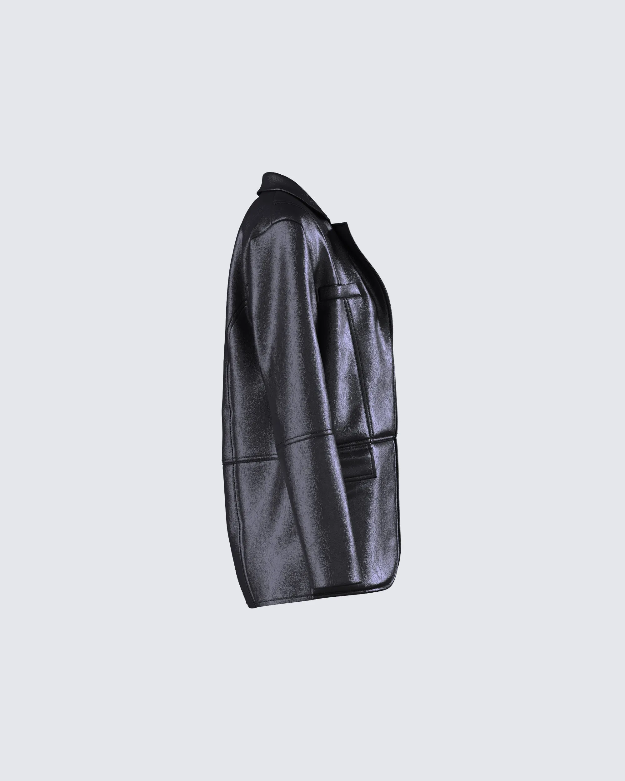 Nika Black Vegan Leather Blazer sold by Finesse product image thumbnail 2
