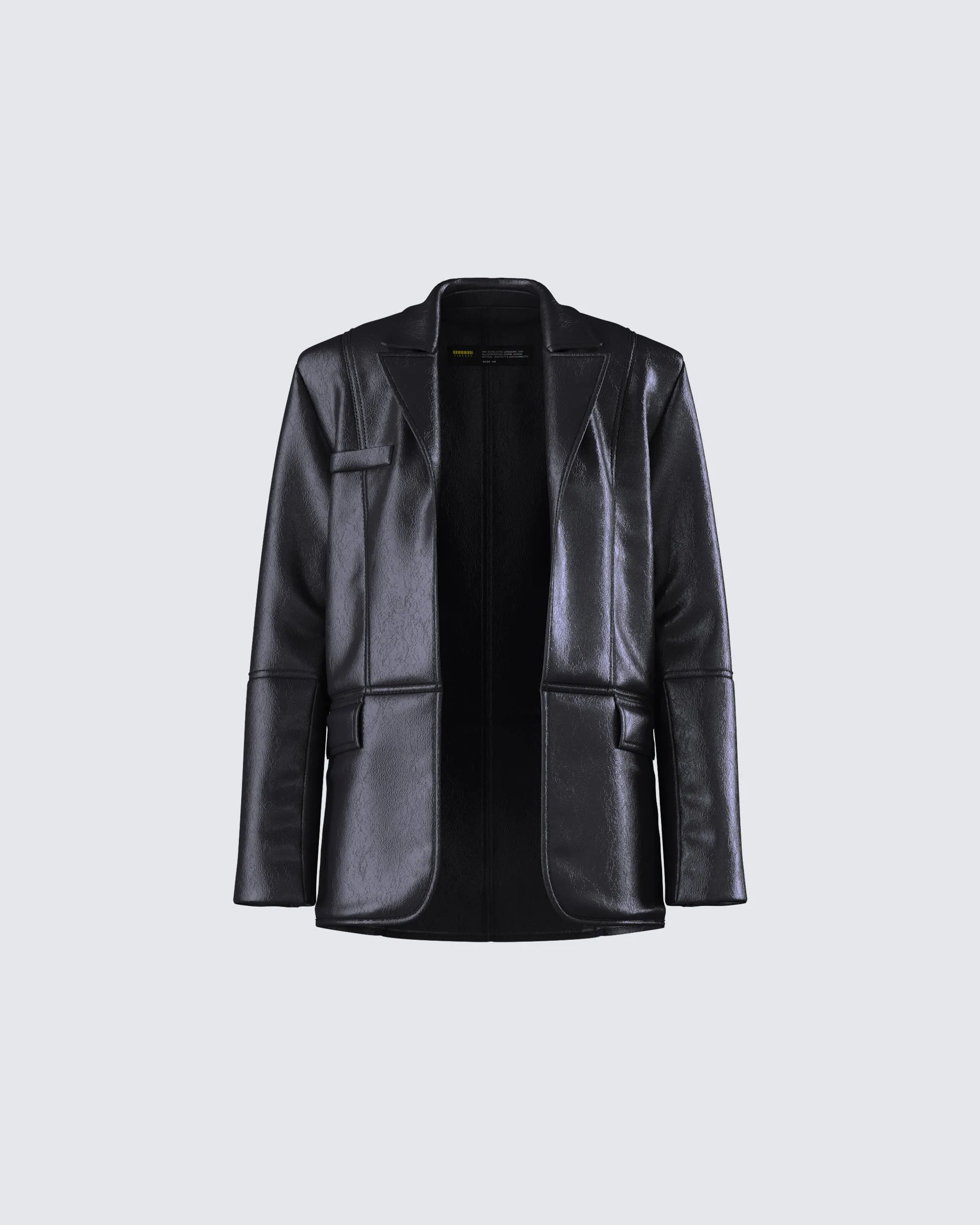Nika Black Vegan Leather Blazer sold by Finesse