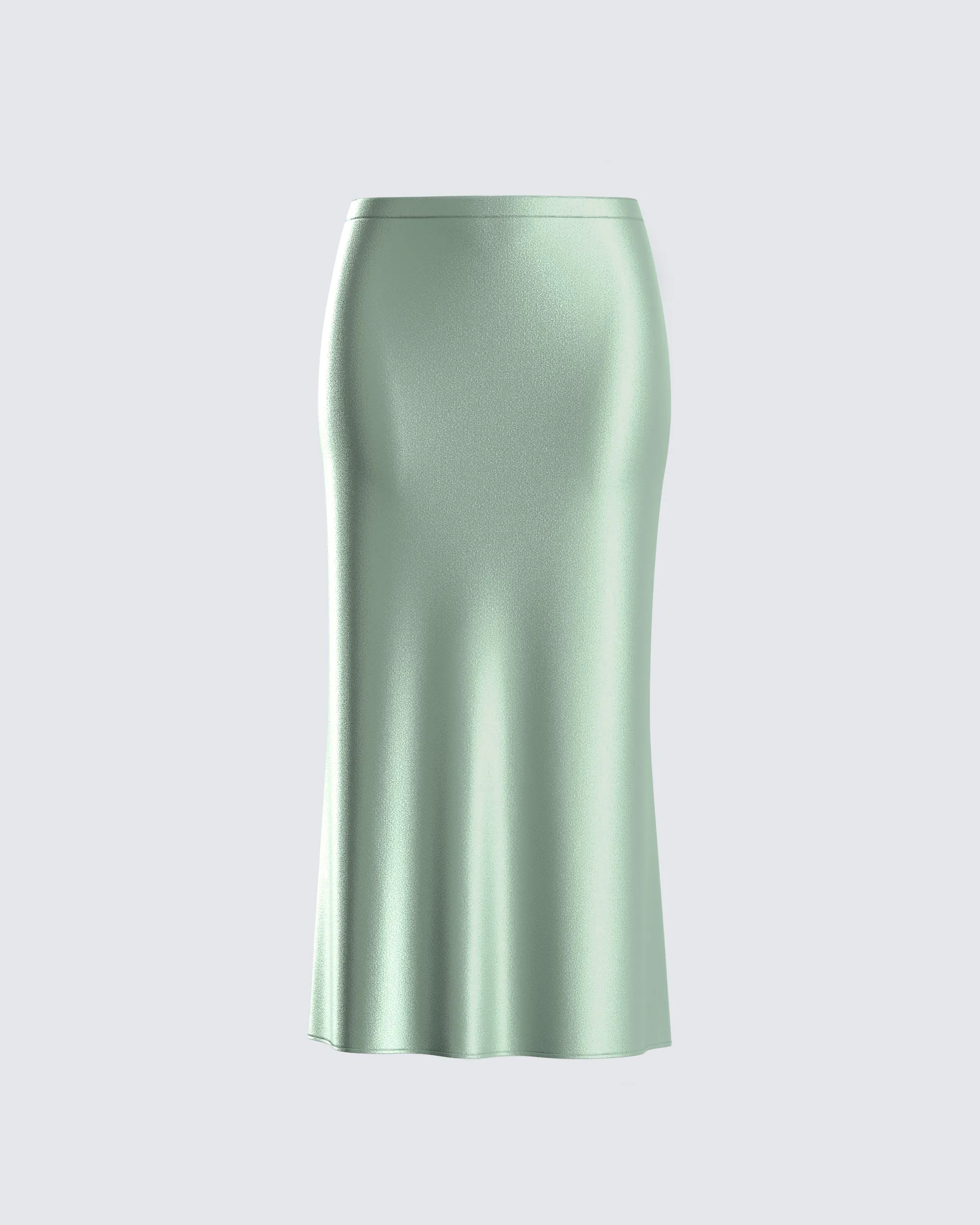 Shae Green Satin Midi Skirt sold by Finesse