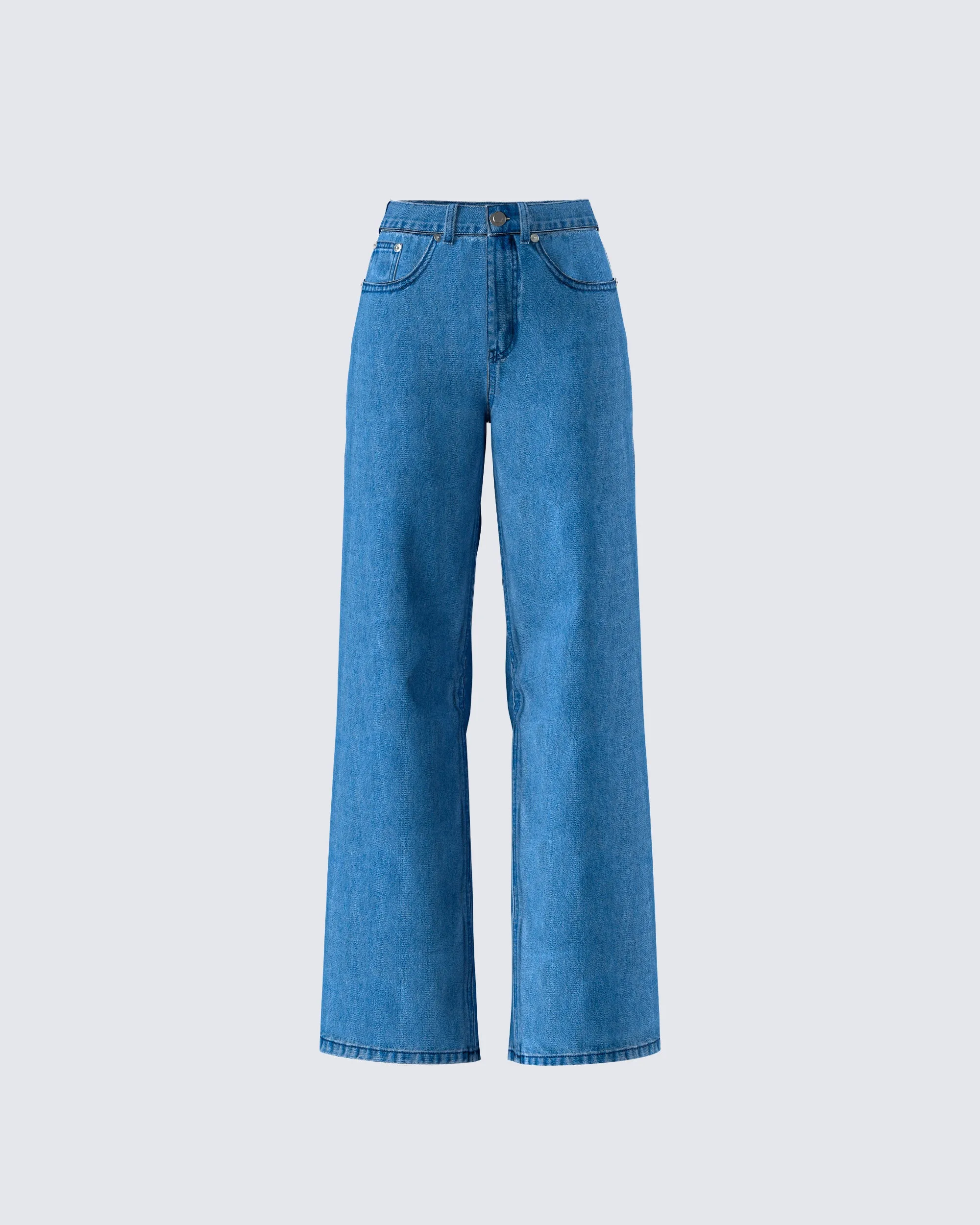 Sara Blue Denim Wide Leg Jean sold by Finesse
