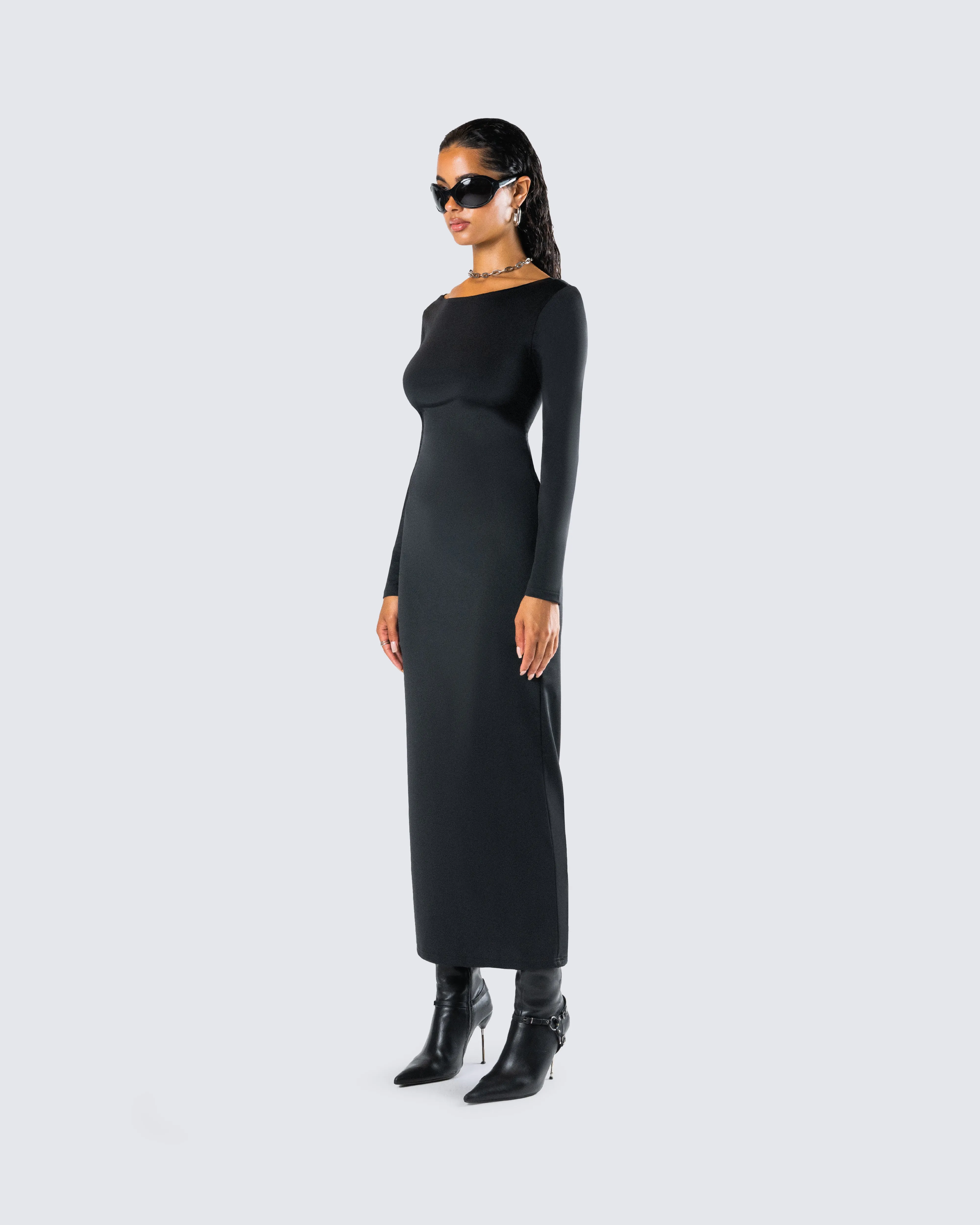 Izel Black Backless Maxi Dress sold by Finesse product image thumbnail 5