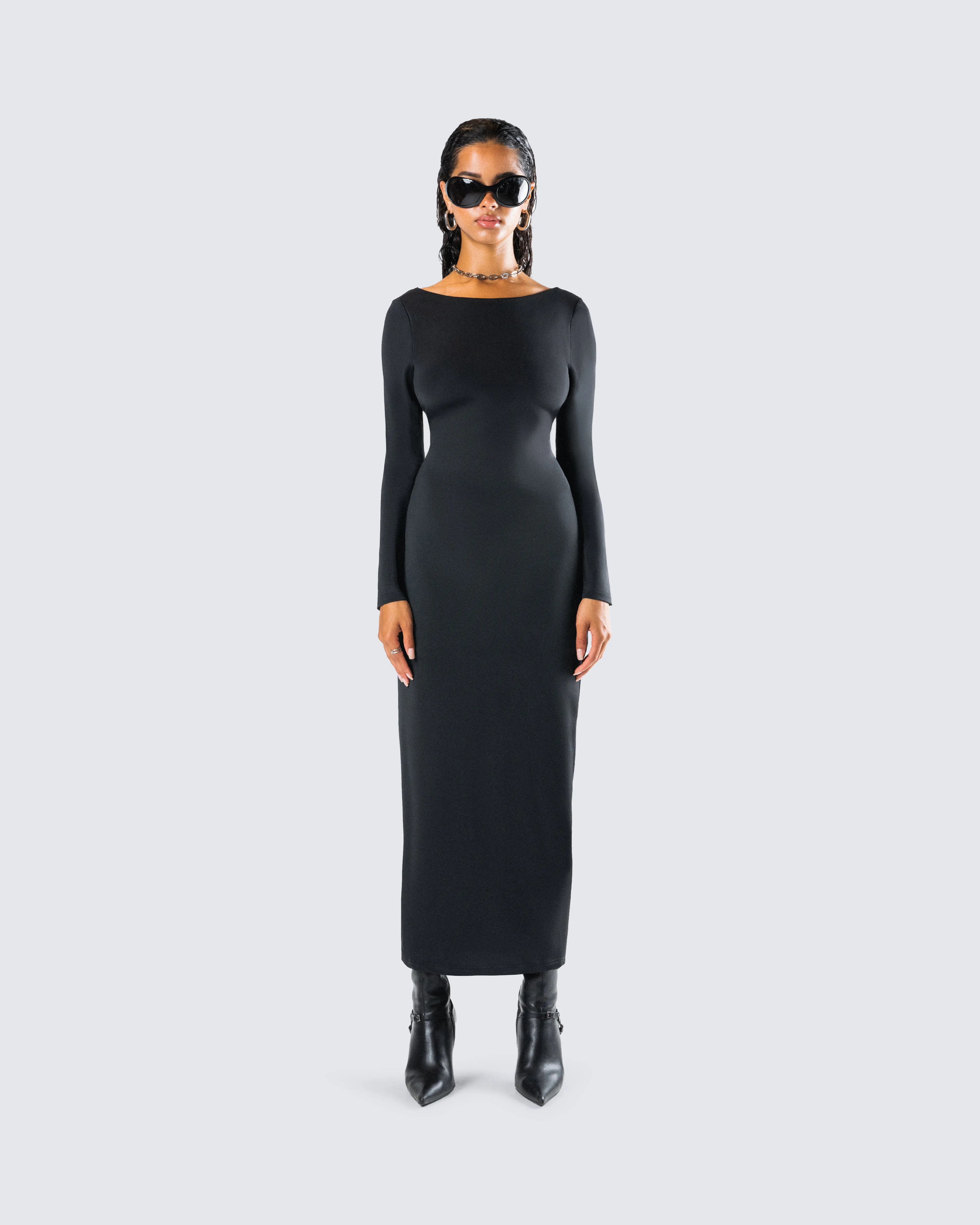 Izel Black Backless Maxi Dress sold by Finesse product image thumbnail 4
