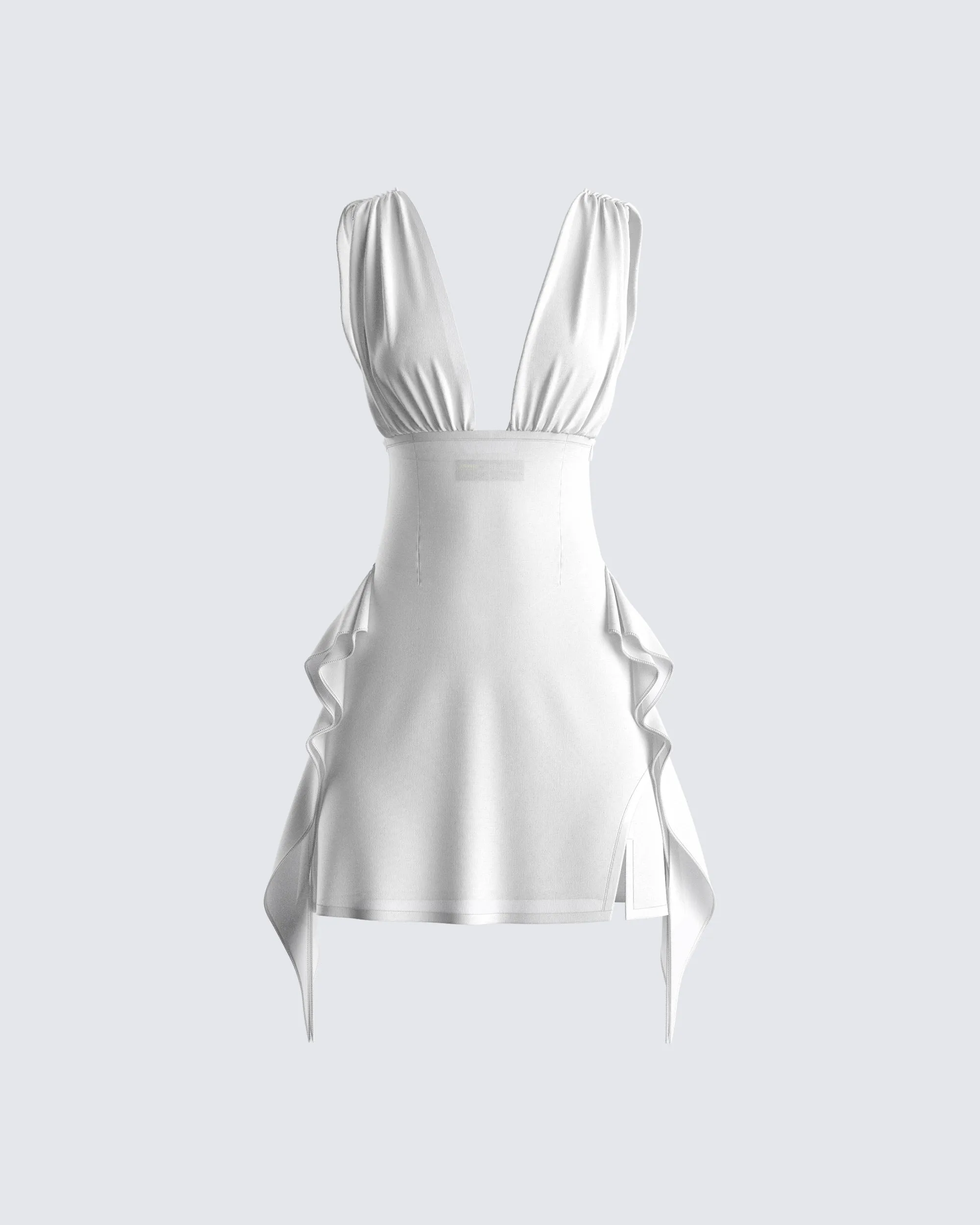 Enzo White Chiffon Mini Dress sold by Finesse