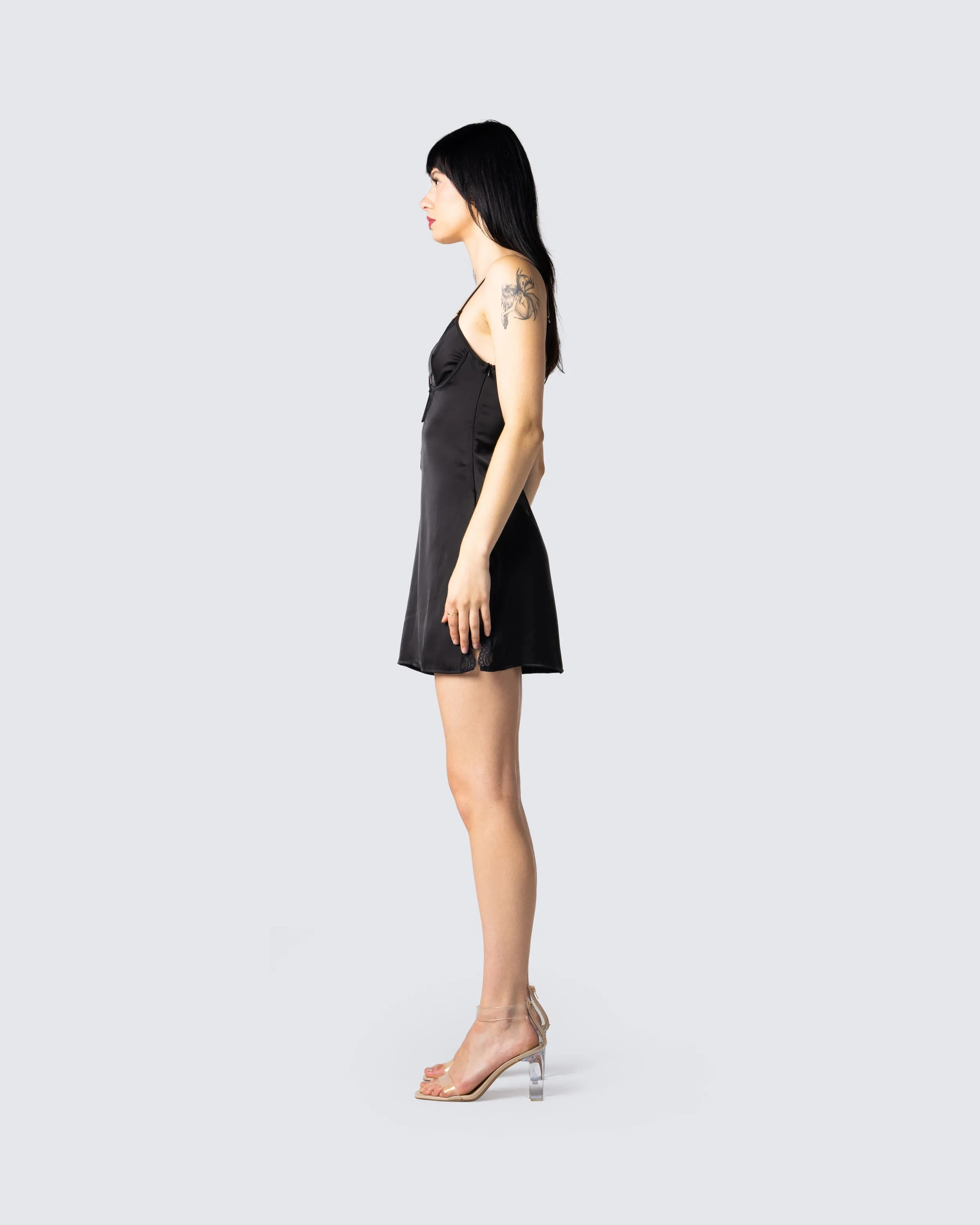 Ivy Black Lace Trim Mini Dress sold by Finesse product image thumbnail 5