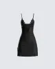 Ivy Black Lace Trim Mini Dress sold by Finesse