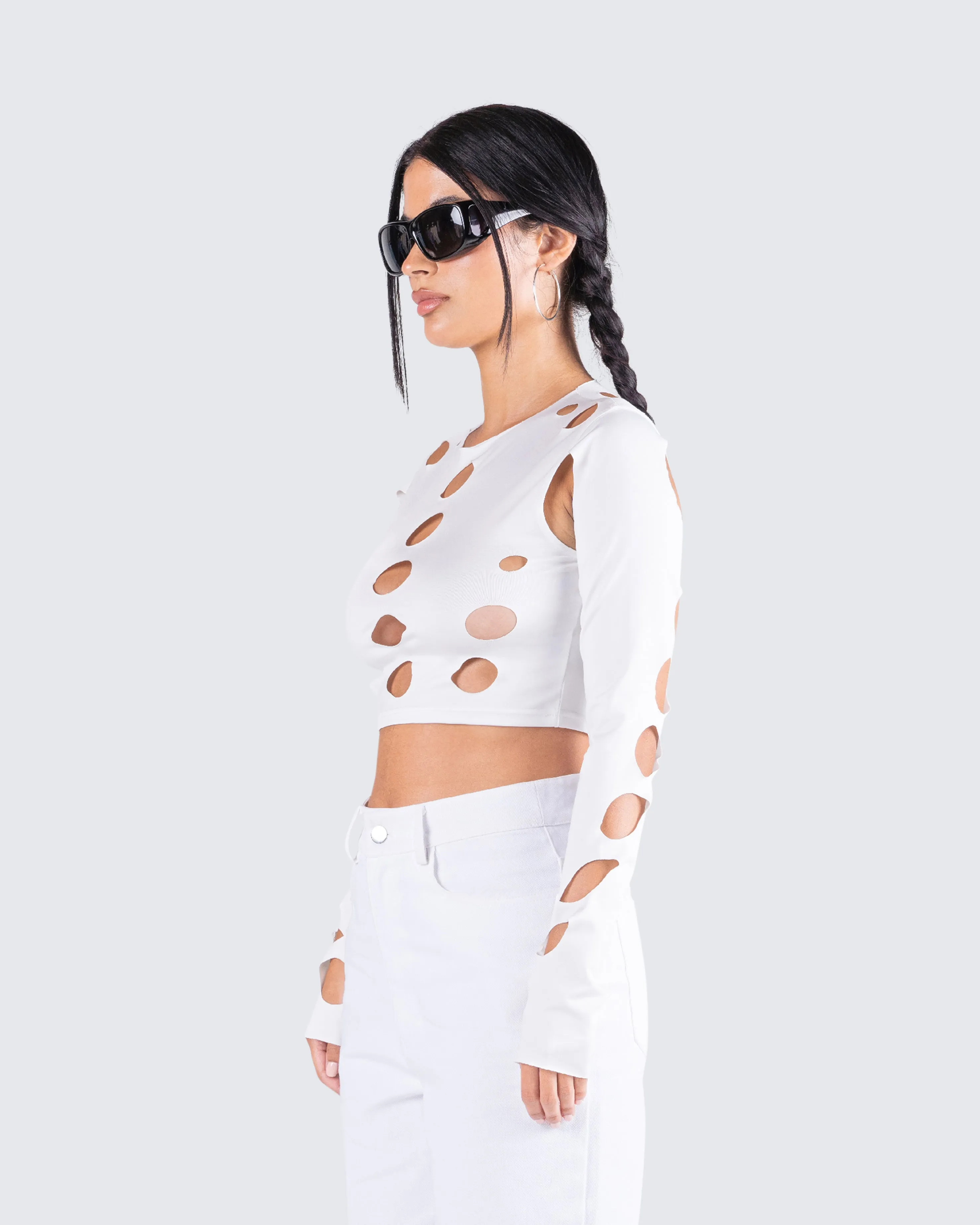 Iman White Cut Out Top sold by Finesse product image thumbnail 5