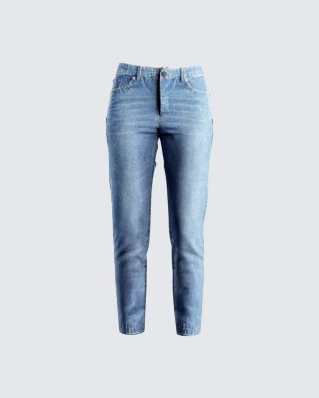 Marion Mid Rise Blue Jeans sold by Finesse