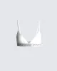 Romy White Logo Bralette sold by Finesse