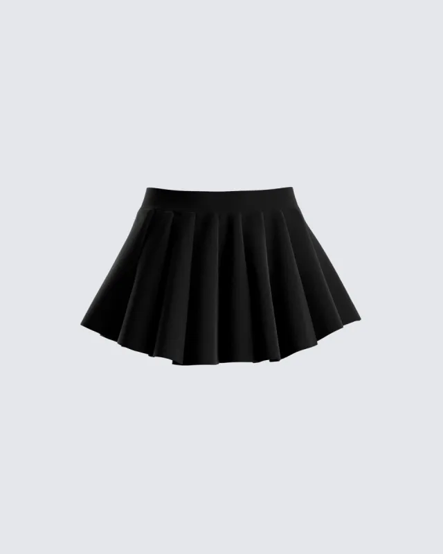 Addler Black Pleated Mini Skirt sold by Finesse