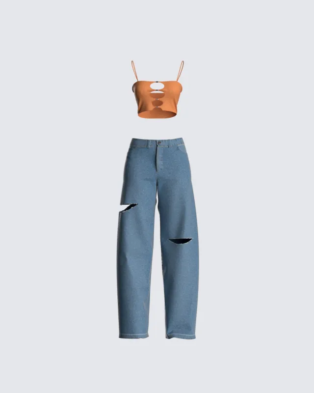 Raina Cut Out Jeans Set sold by Finesse