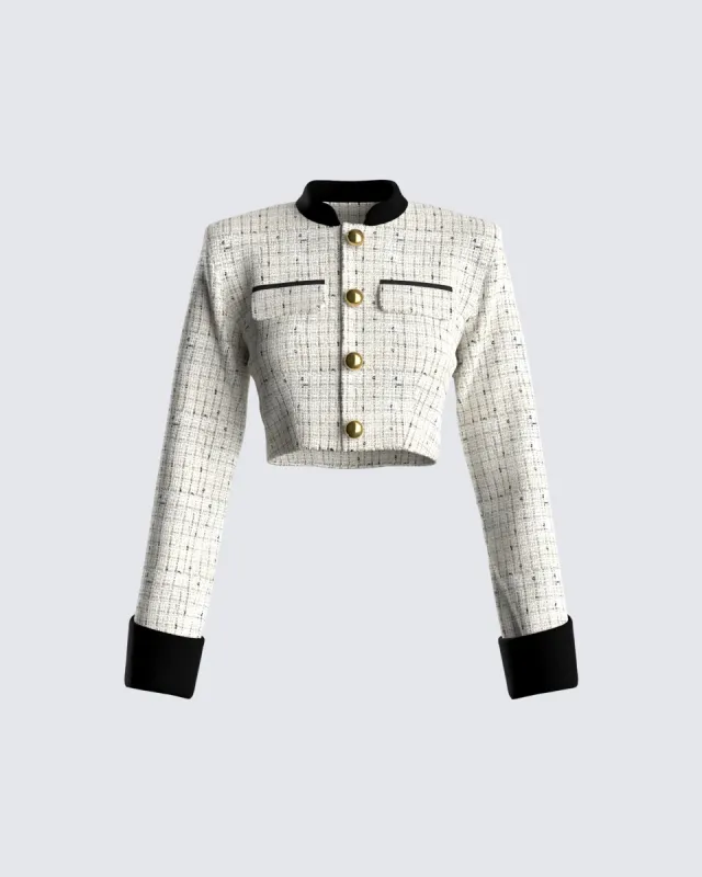 Pippa Ivory Tweed Cropped Jacket sold by Finesse
