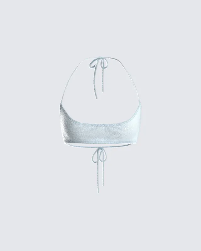 Delia Blue Knit Cropped Top sold by Finesse