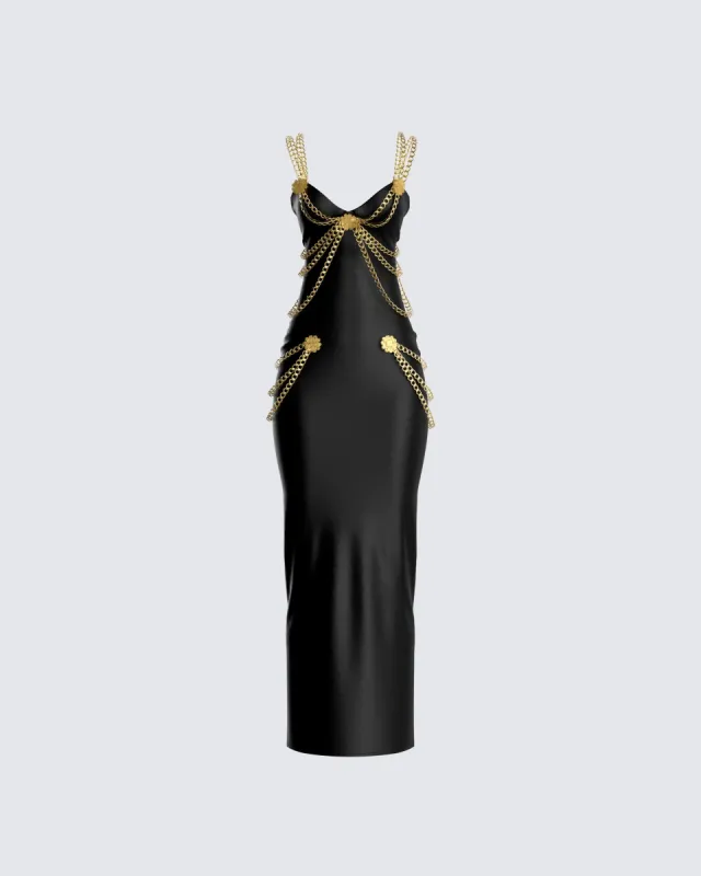 Donna Black Chain Dress sold by Finesse