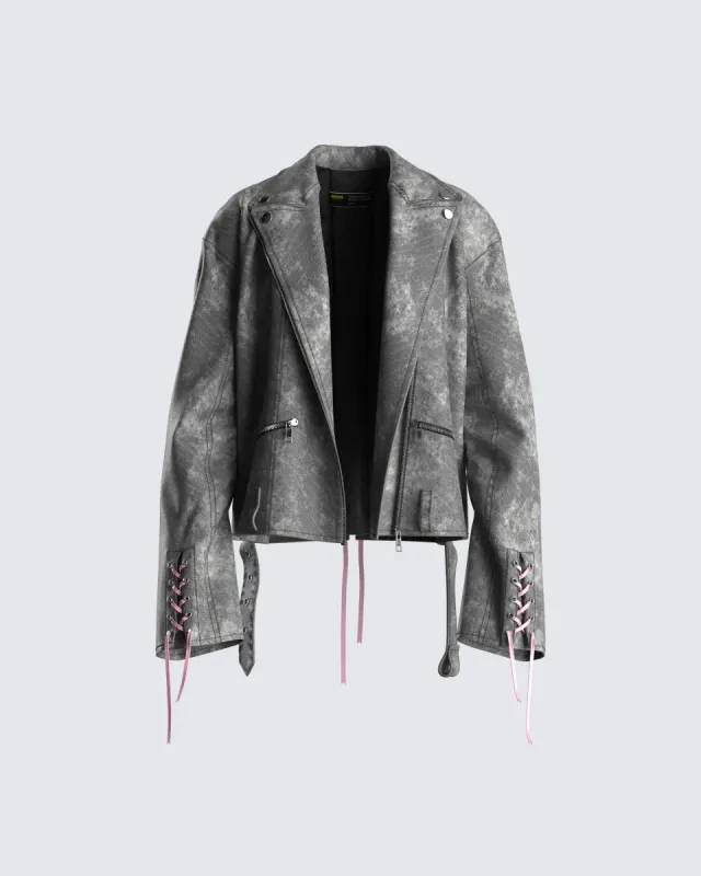 Nancy Black Vegan Leather Jacket sold by Finesse