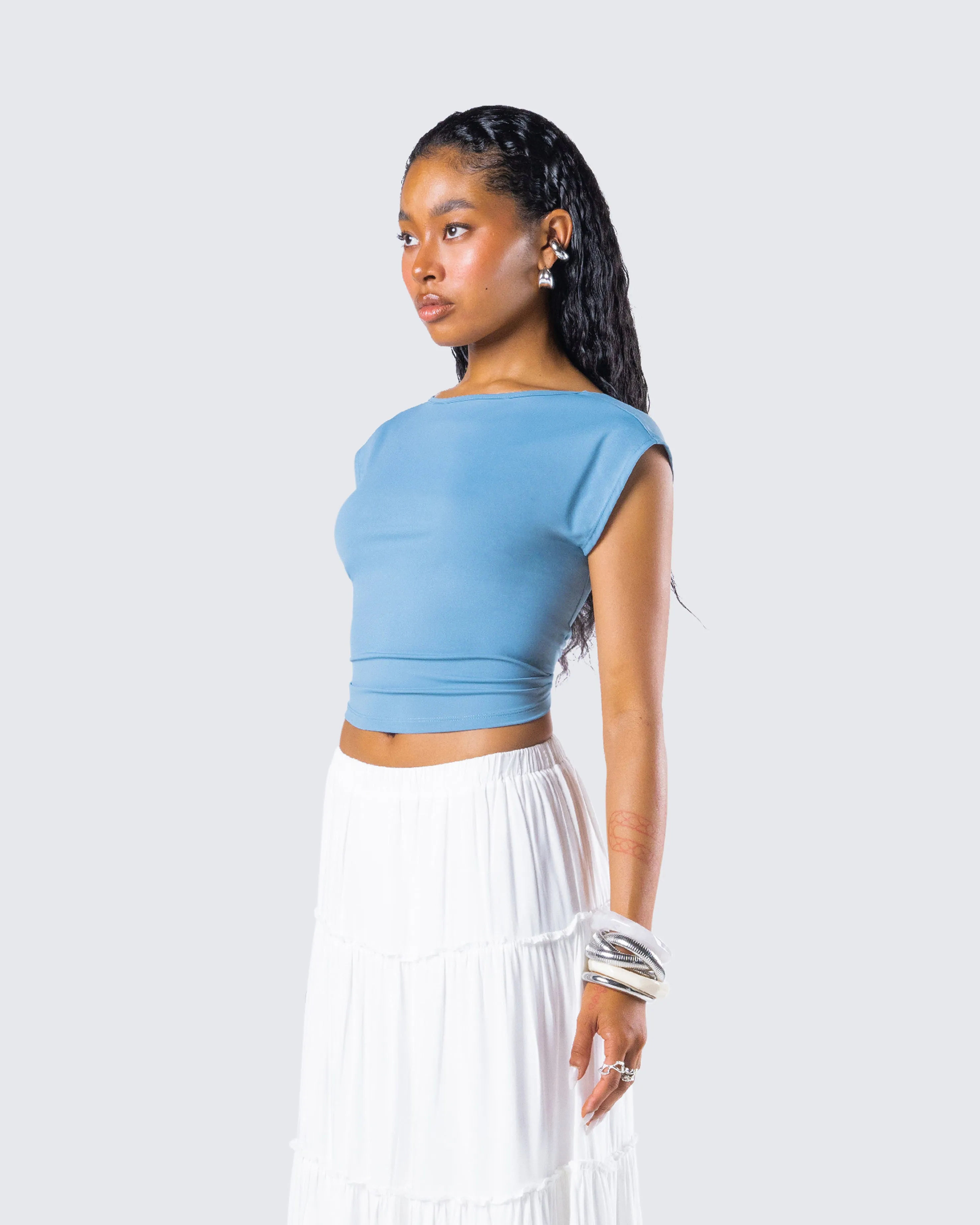 Caroline Blue Backless Top sold by Finesse product image thumbnail 5