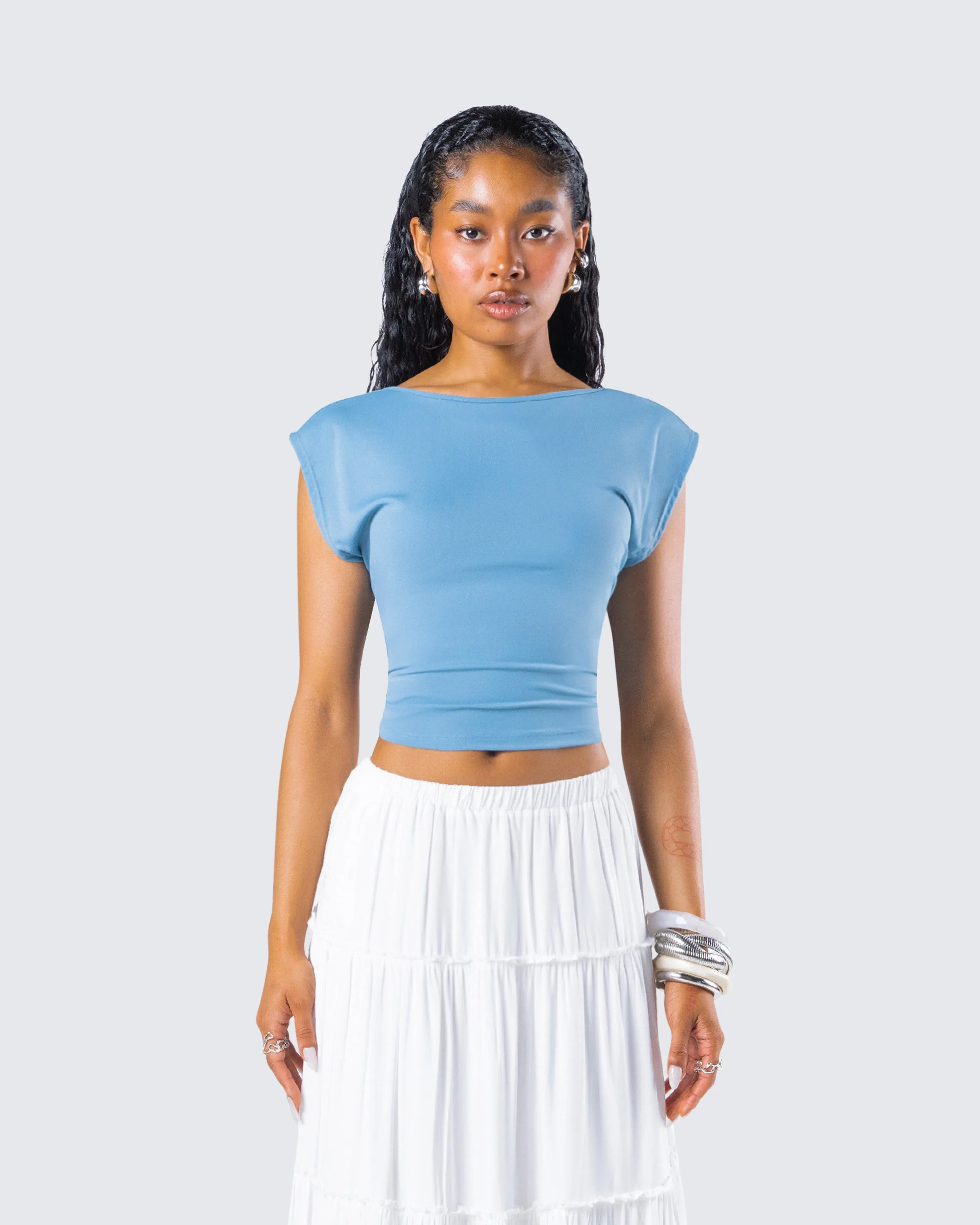 Caroline Blue Backless Top sold by Finesse product image thumbnail 4