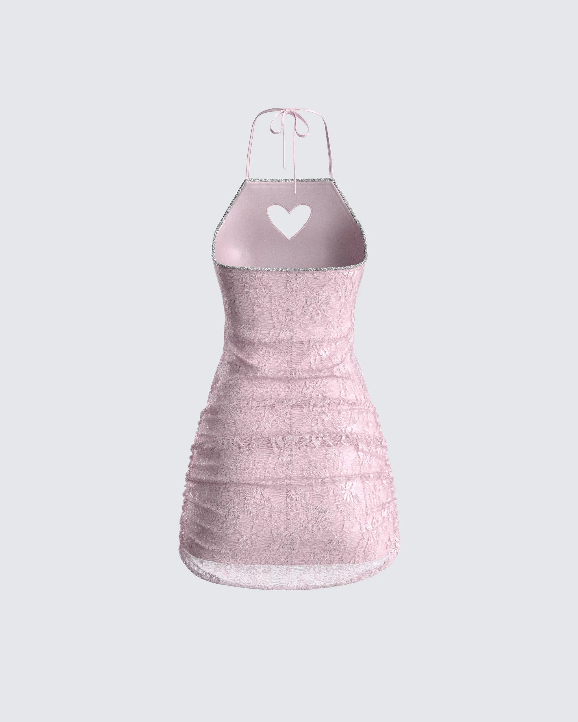 Micaela Pink Lace Heart Mini Dress sold by Finesse product image thumbnail 3