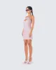Micaela Pink Lace Heart Mini Dress sold by Finesse